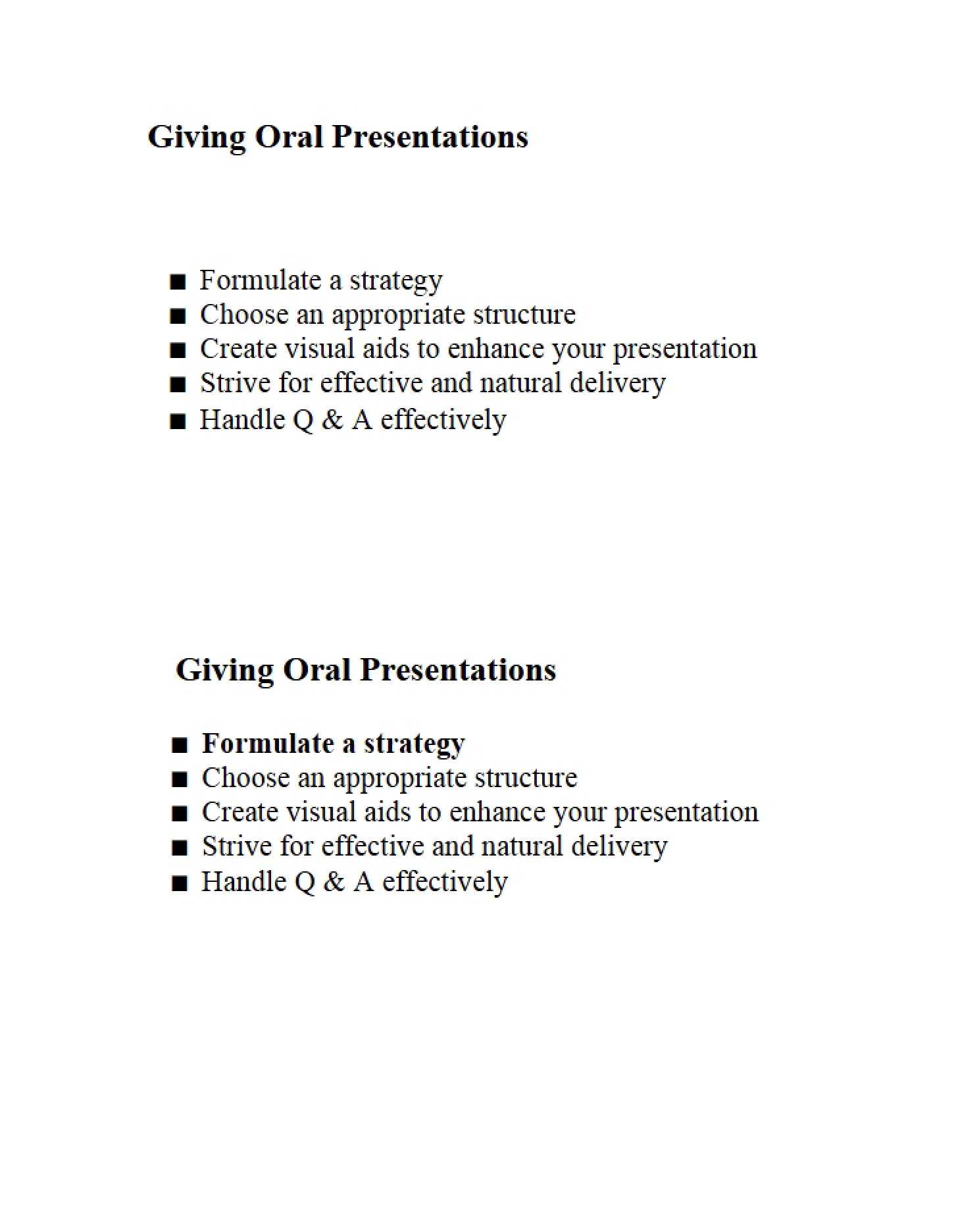 Presentations Delivered Orally