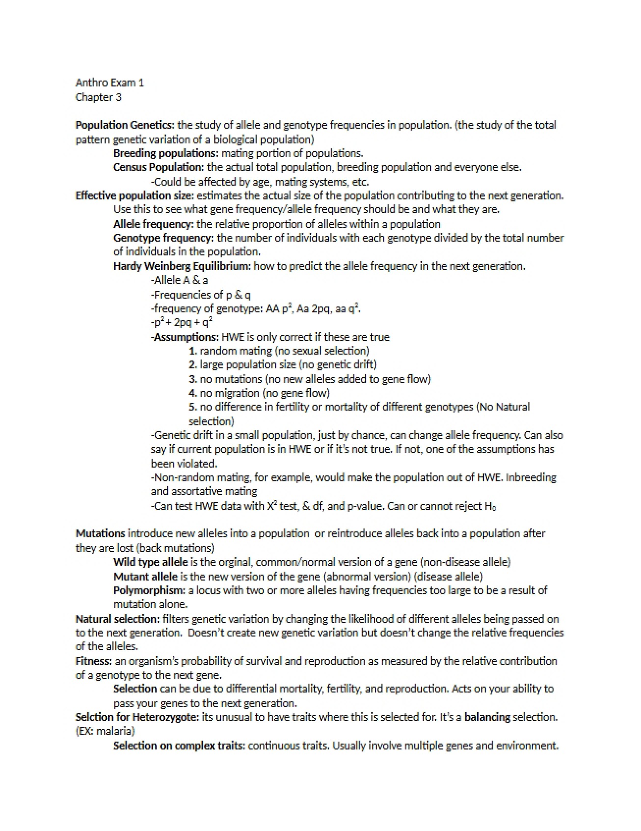 Exam 1 Review Chapter 3