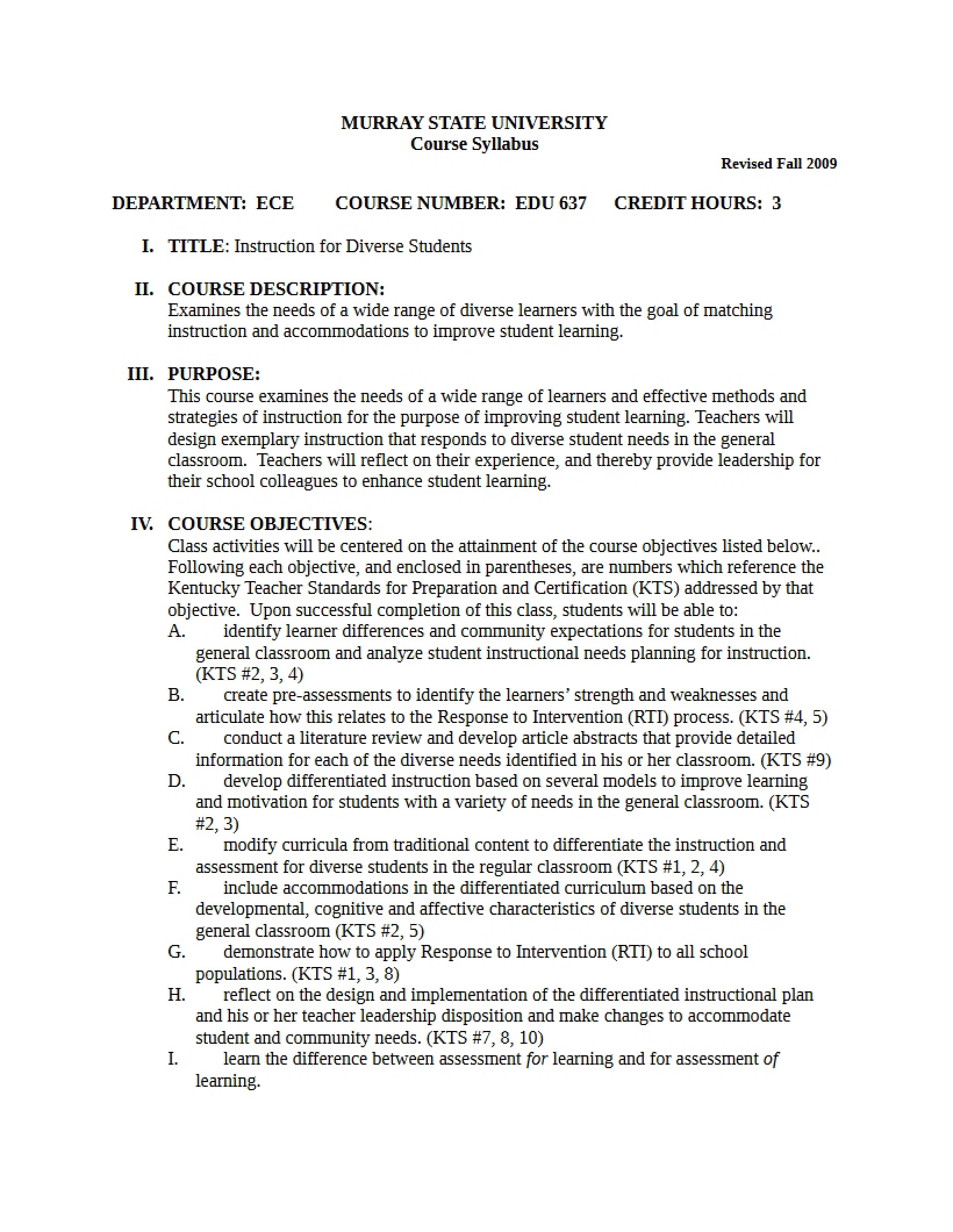 Syllabus - 6 Pages
