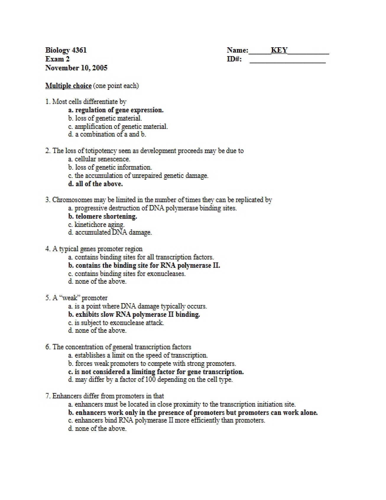 Exam Two Questions