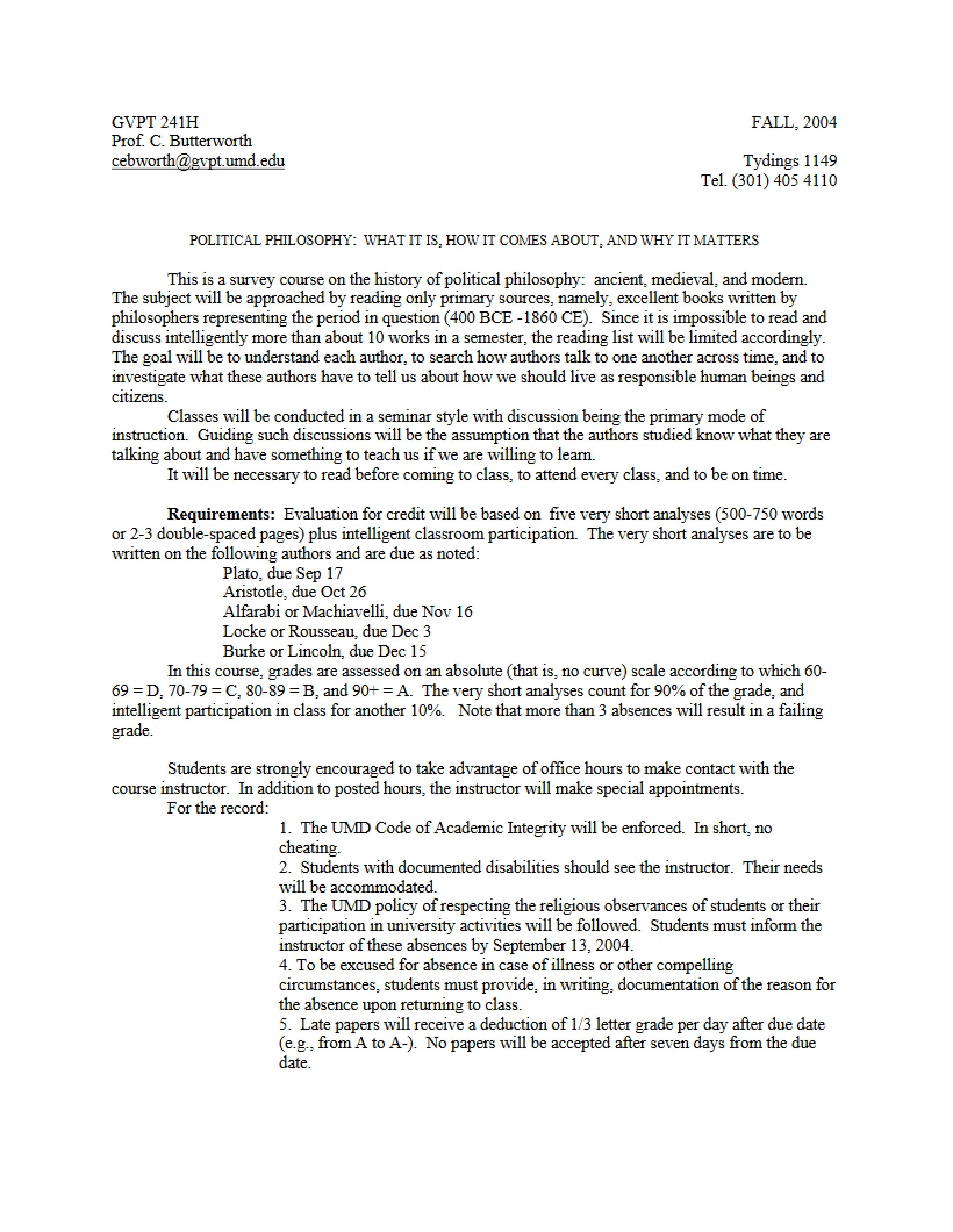 GVPT 241H Course Outline