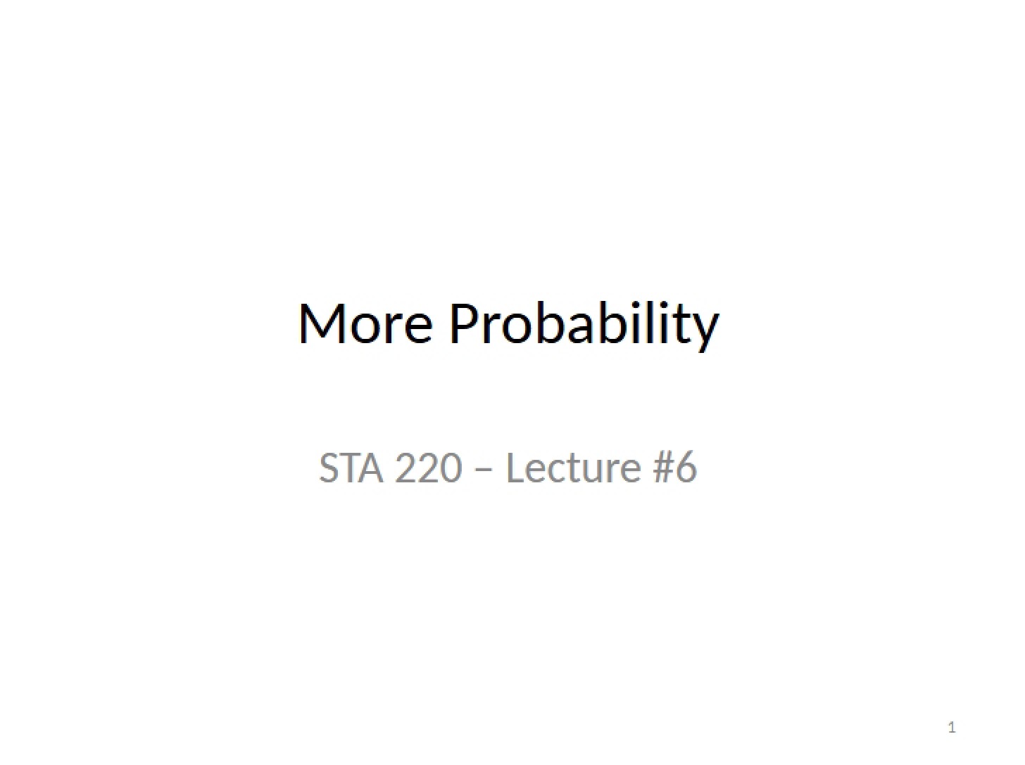 Additional Probability Concepts