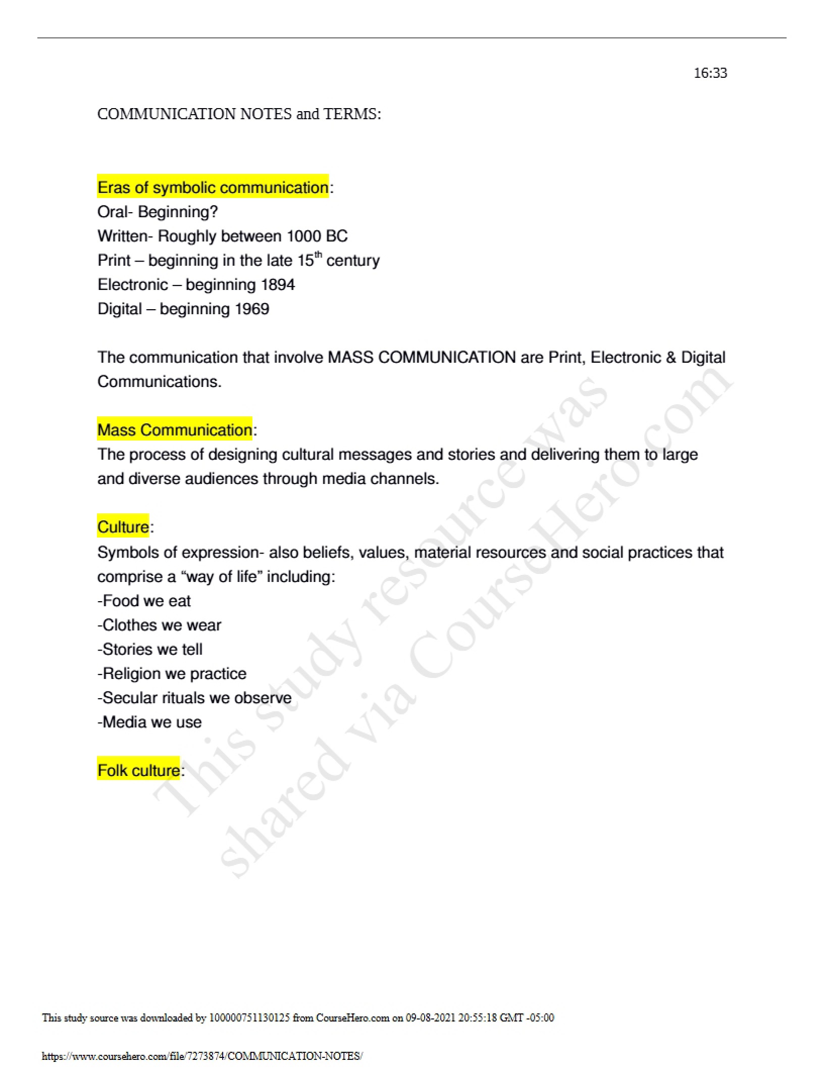 Notes on Communication