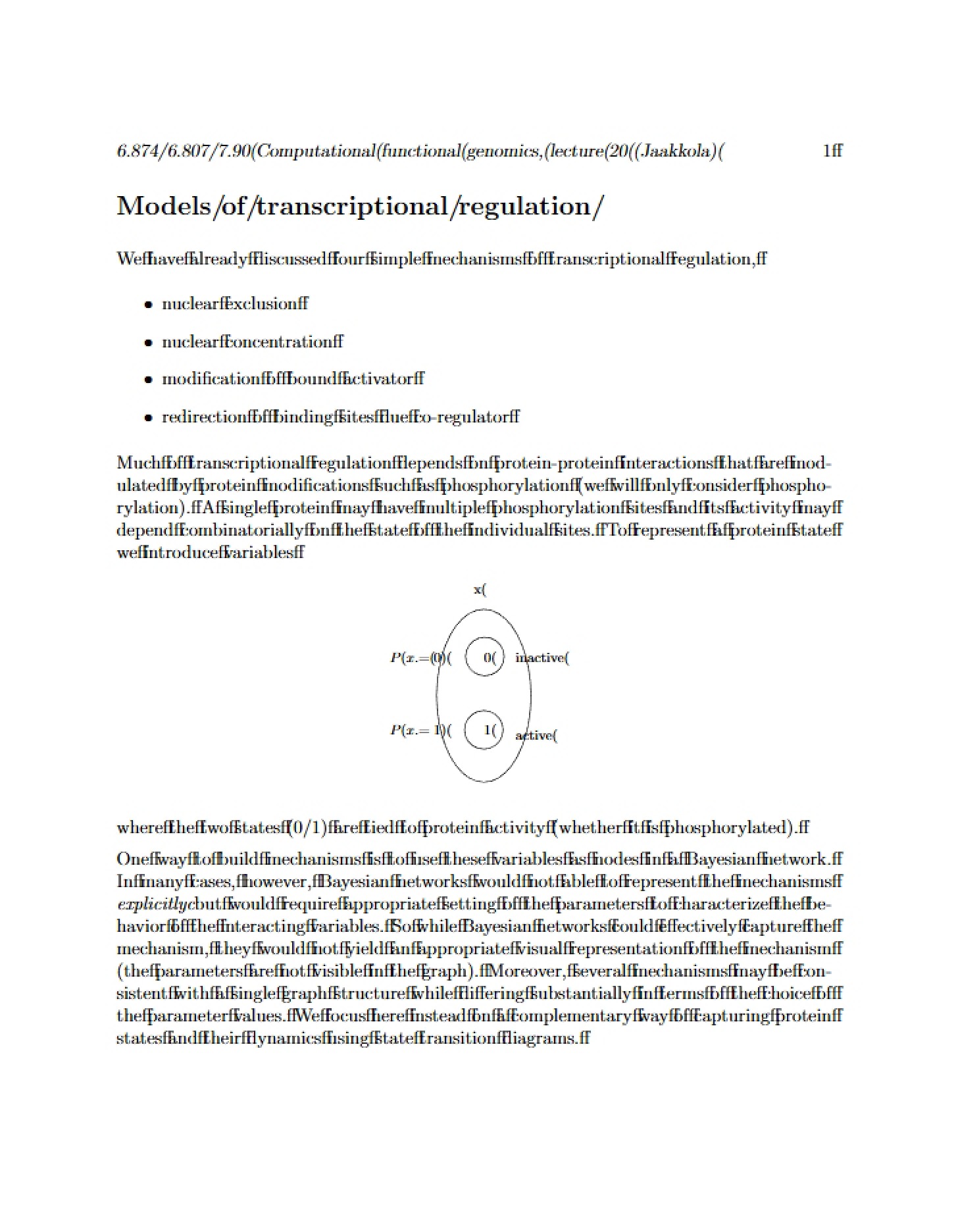 Transcriptional Regulation Models