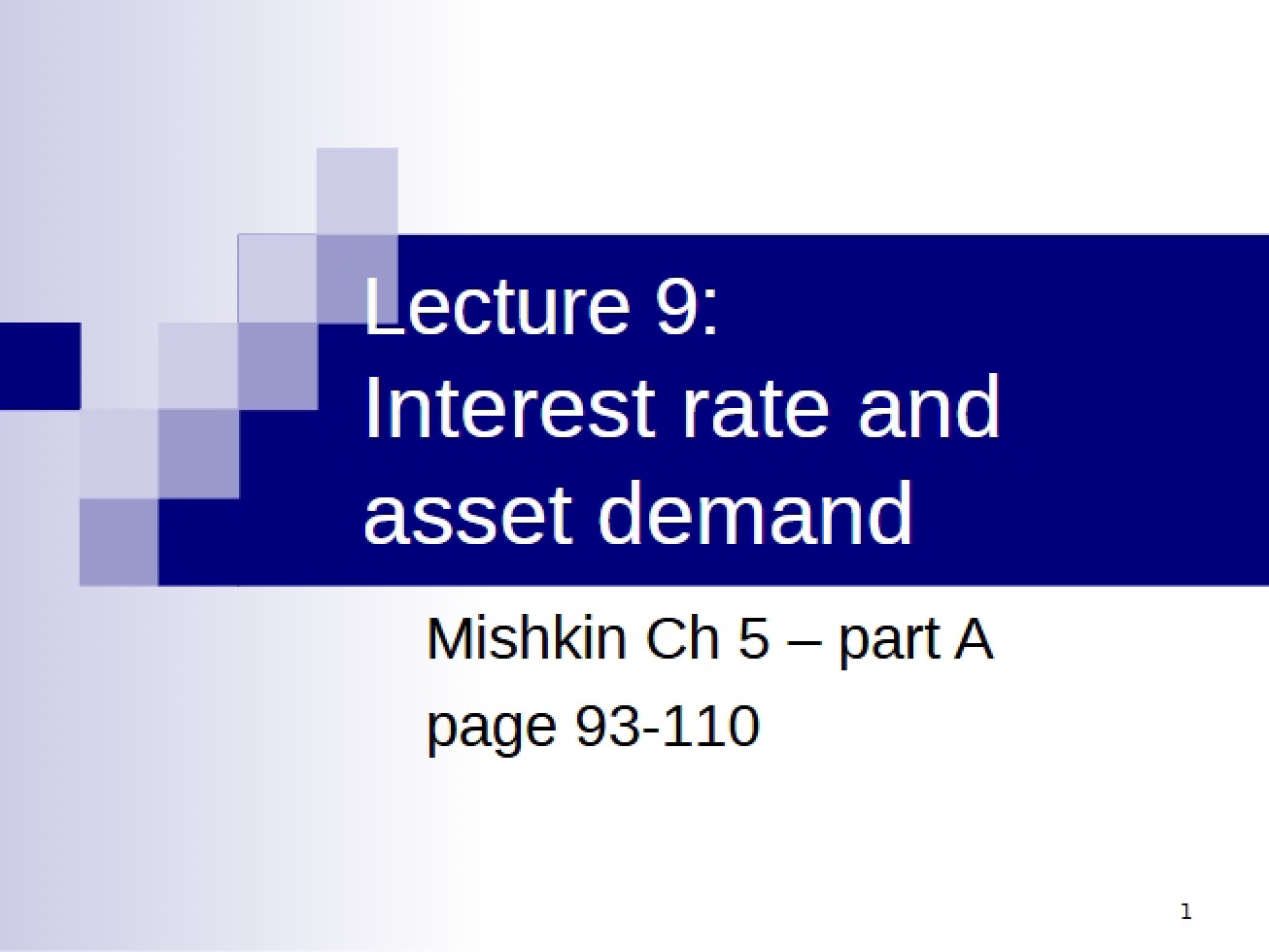 Asset Demand and the Interest Rate