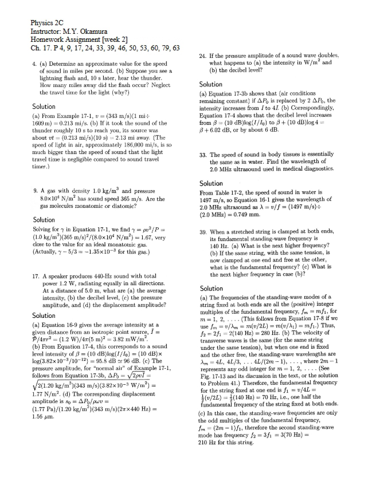 Fluids and Thermal Physics Problem Set 1