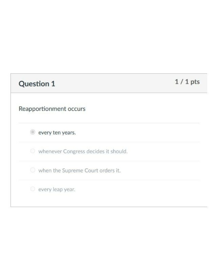 Quiz on Congress Reapportionment Every 10 Years
