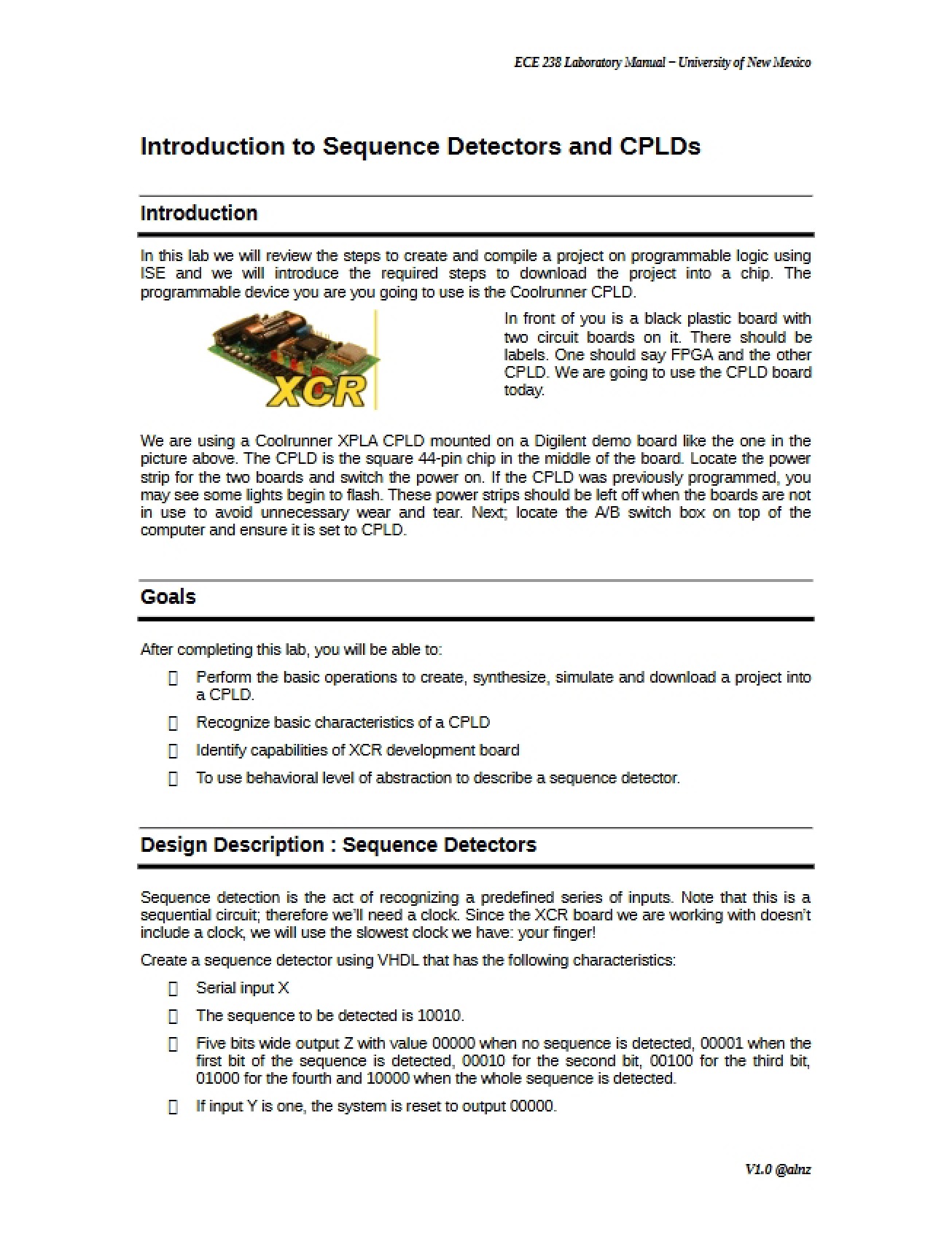 Sequence Detectors and CPLD Fundamentals
