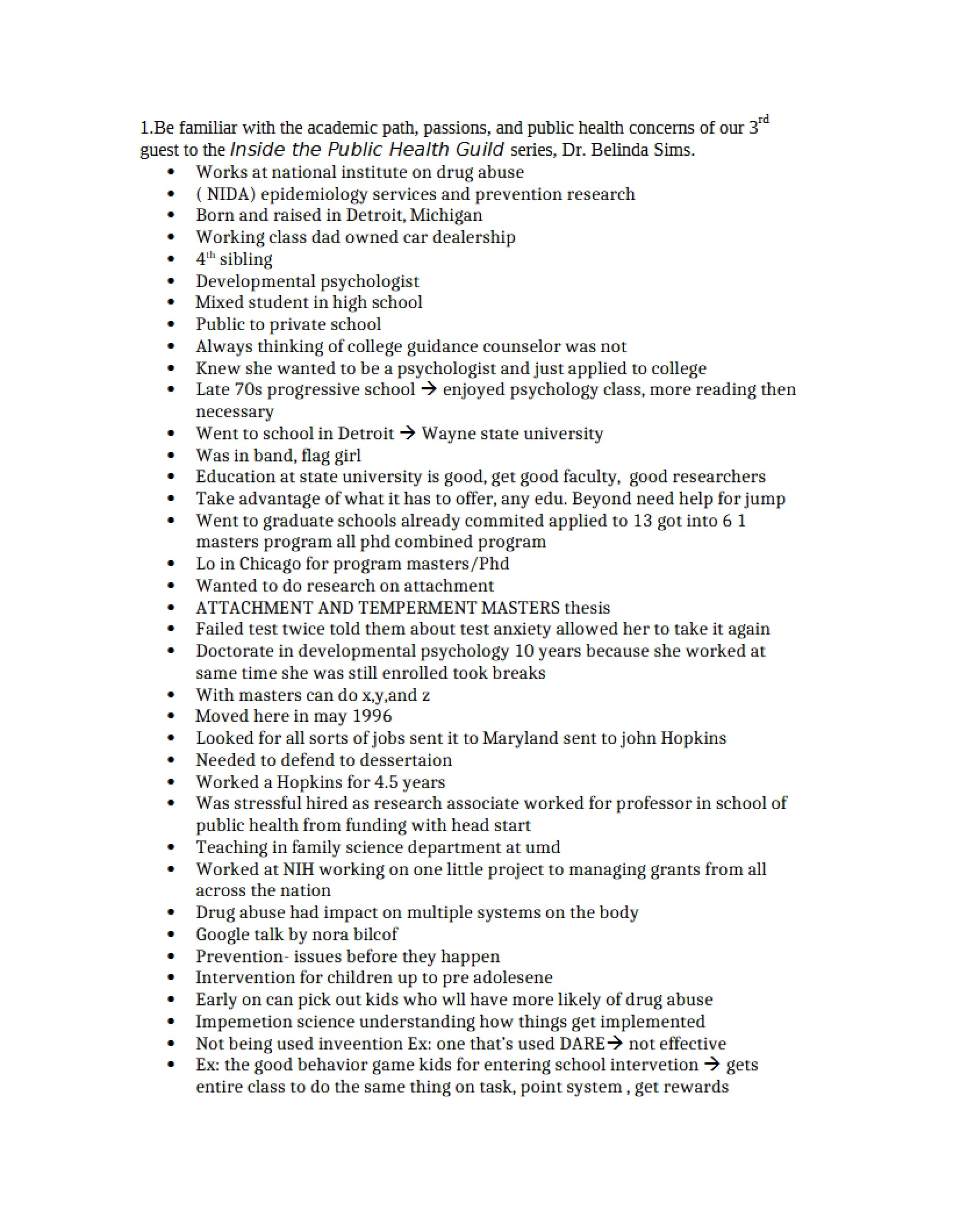 Community Health Notes