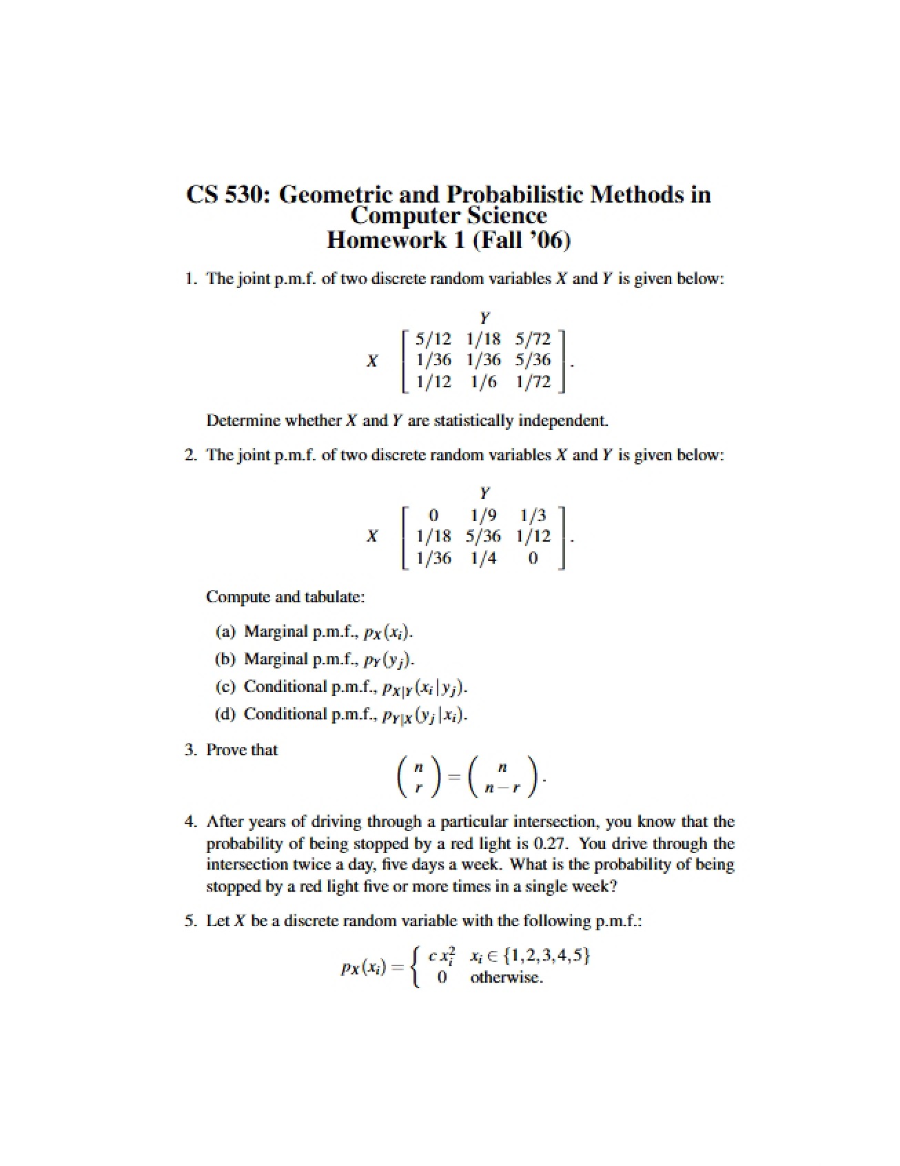 First Assignment for CS 530