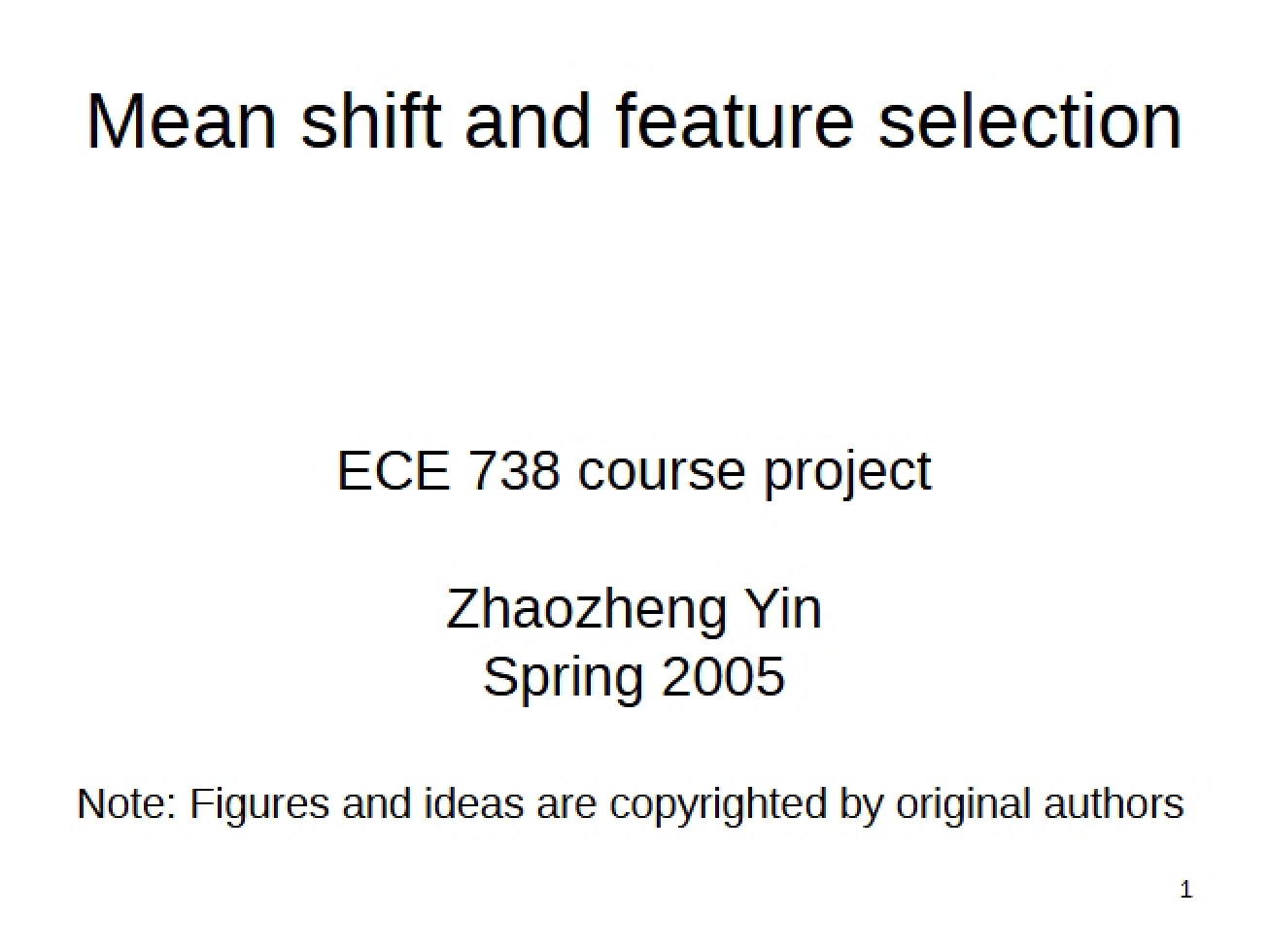 Feature Selection and Mean Shift