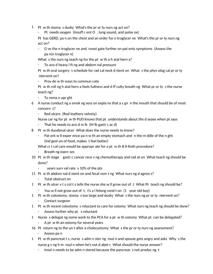 Patients with Stoma and GERD - Priority Nursing Actions