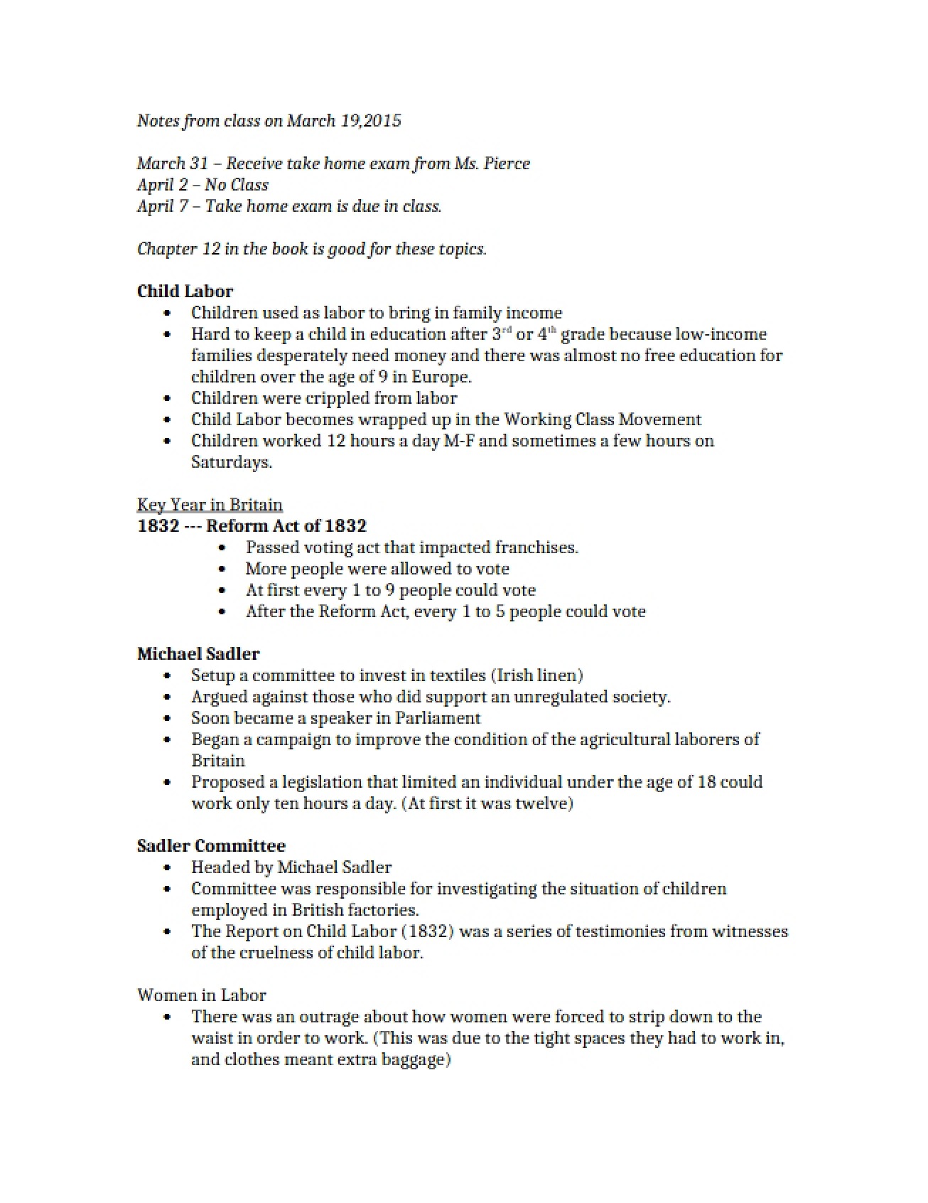 History of Labor Children