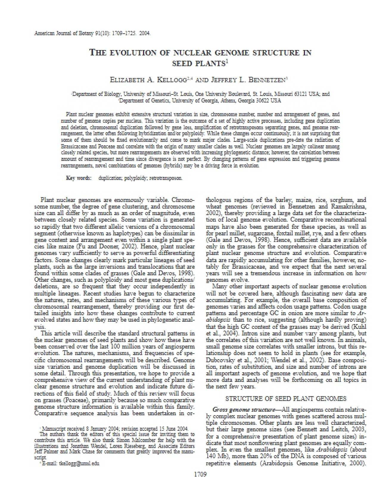 Seed Plant Nuclear Genome Structure Evolution
