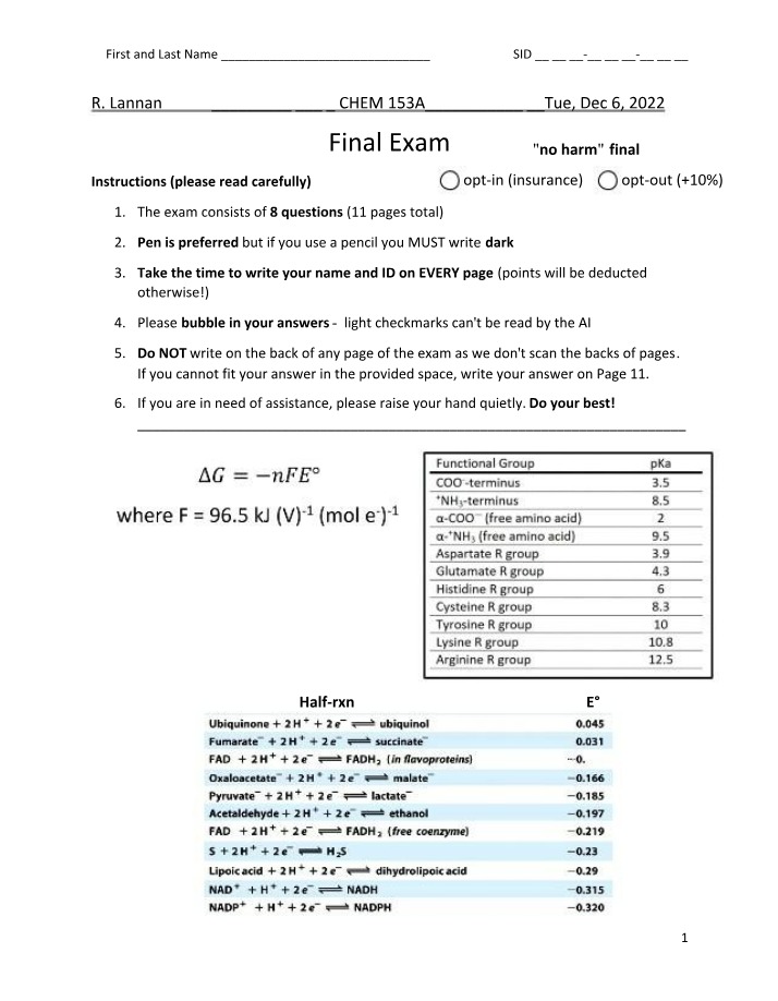 Final Exam Instructions - Tips for Success