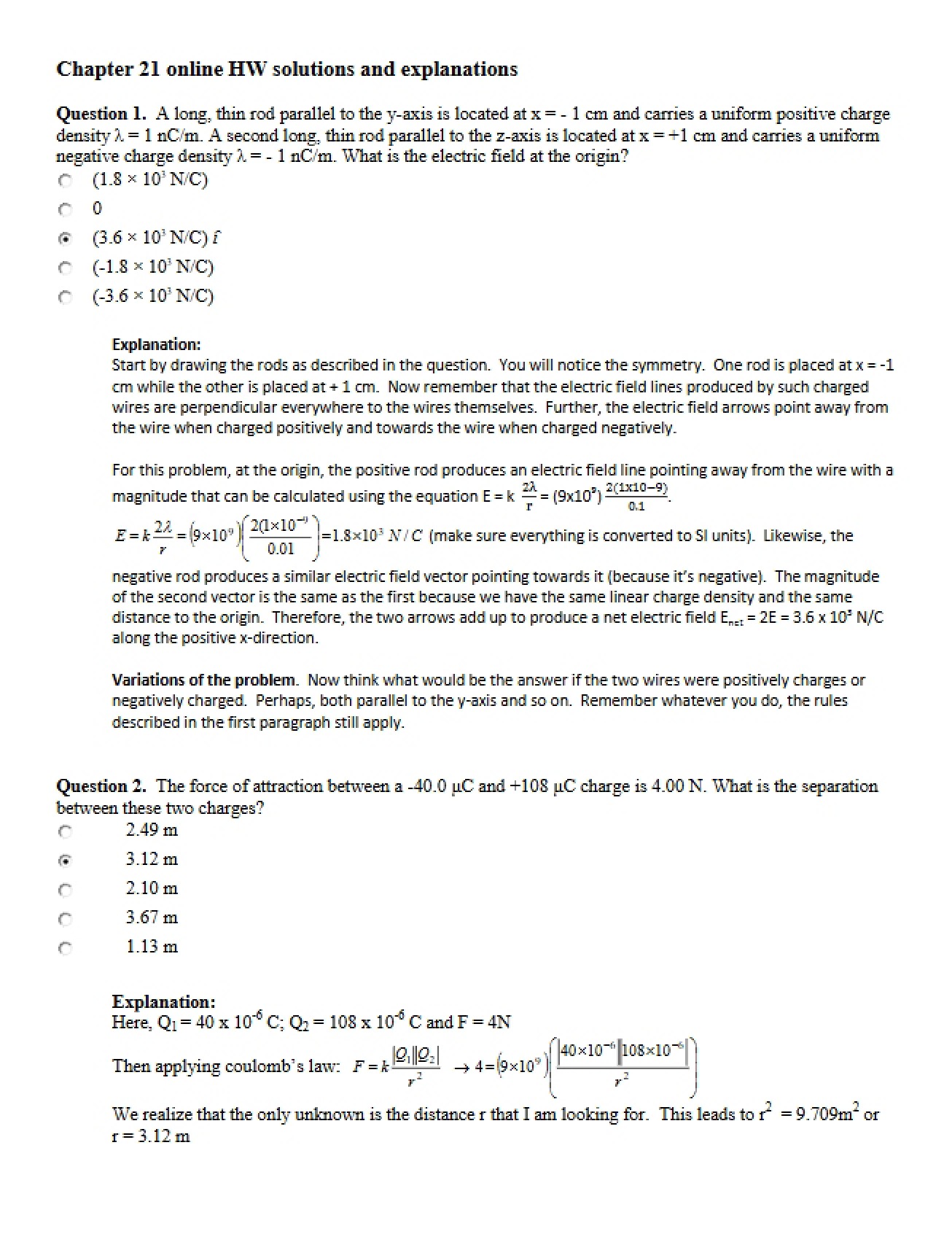 Homework Chapter 21