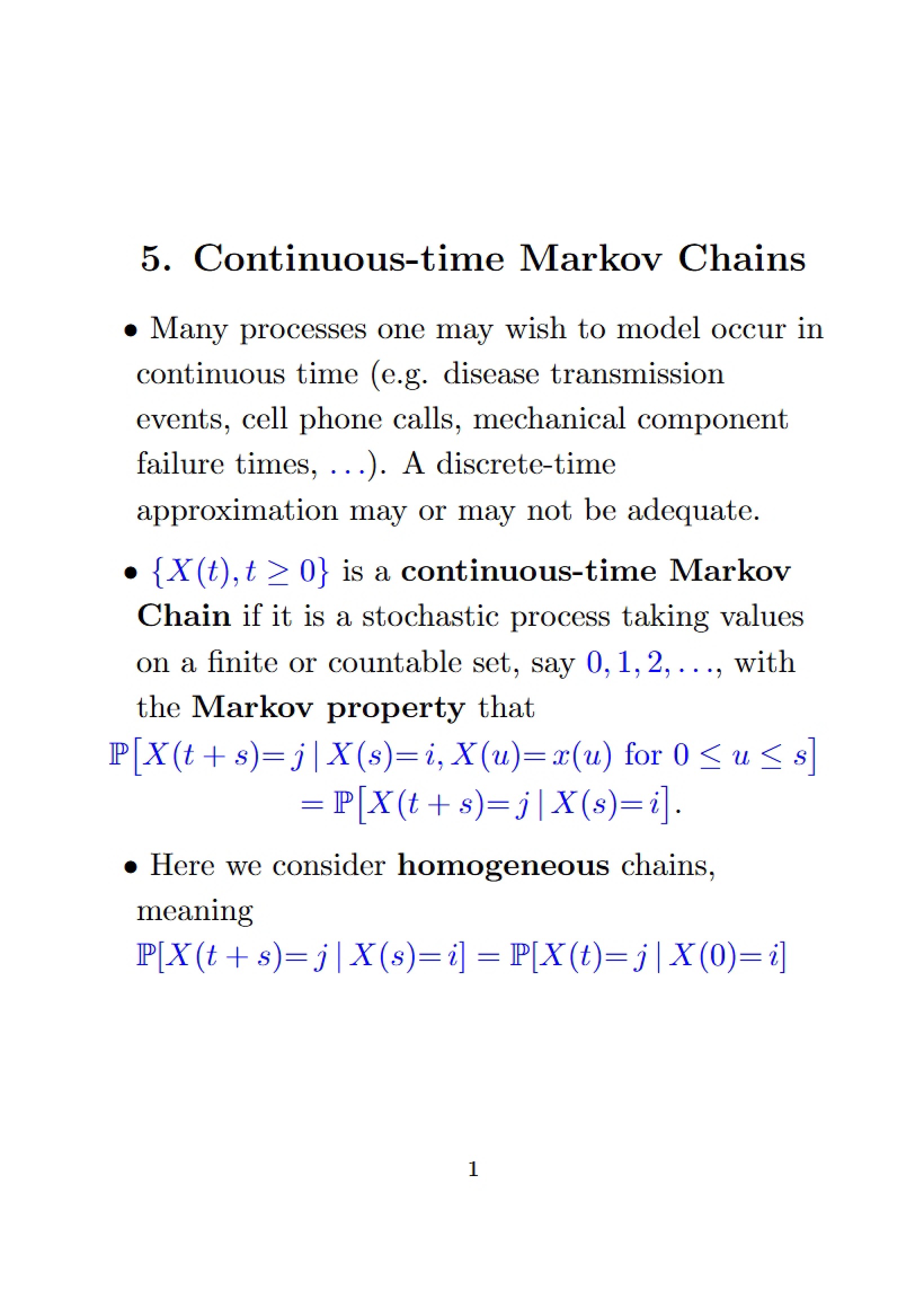Markov Chains in Continuous Time