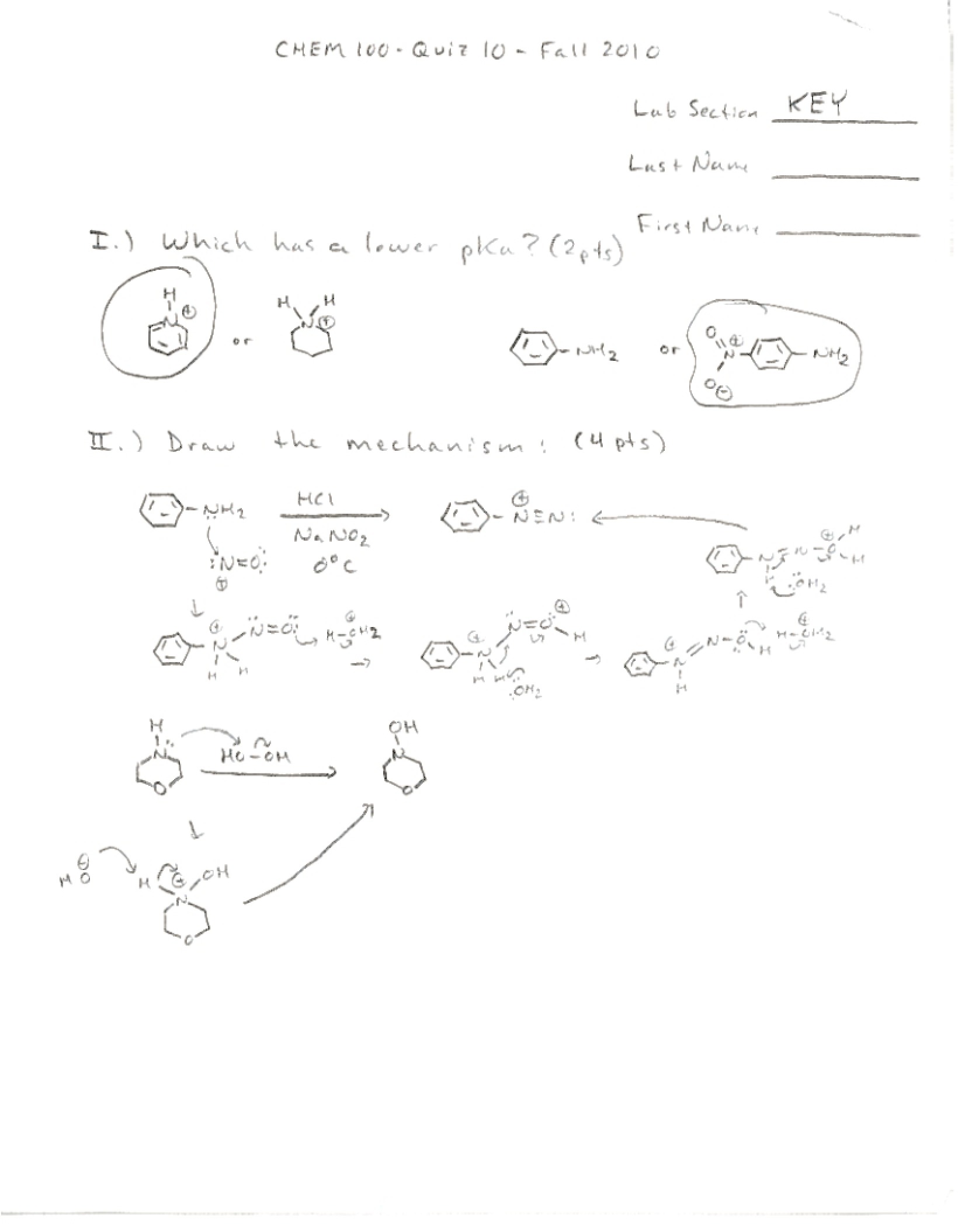 Key for Quiz 10