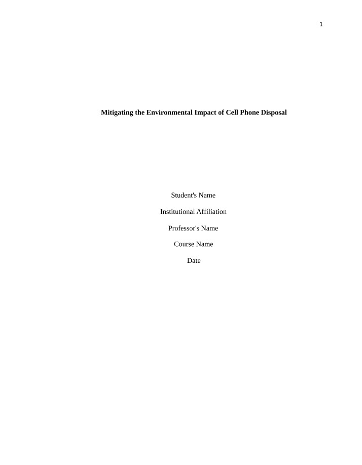 Mitigating Cell Phone Disposal Environmental Impact