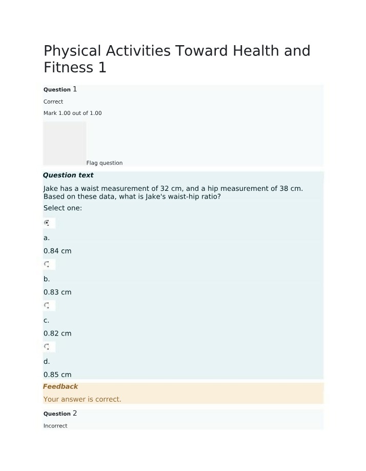 Quiz on Physical Activities for Health and Fitness