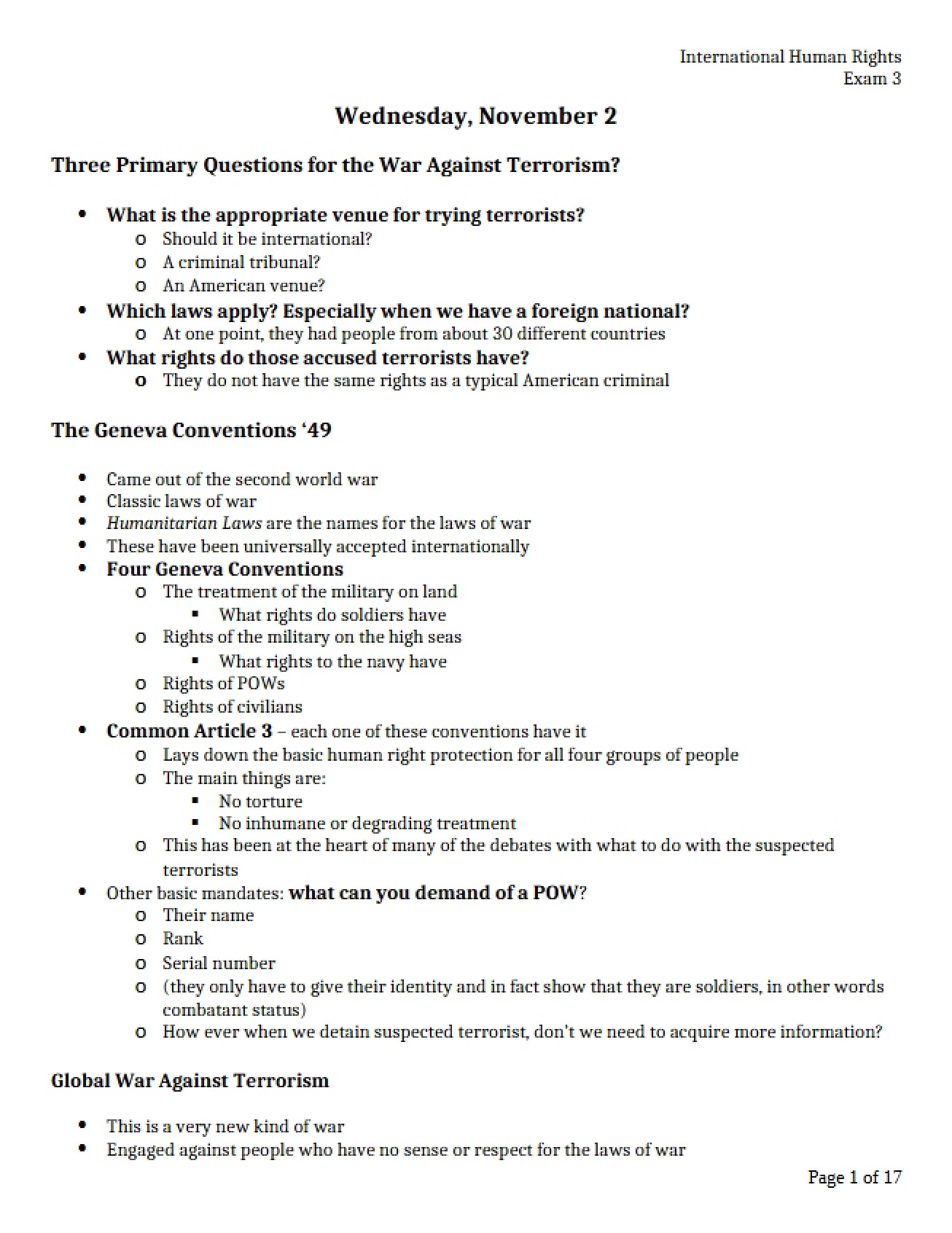 Concise Notes for the Third Examination
