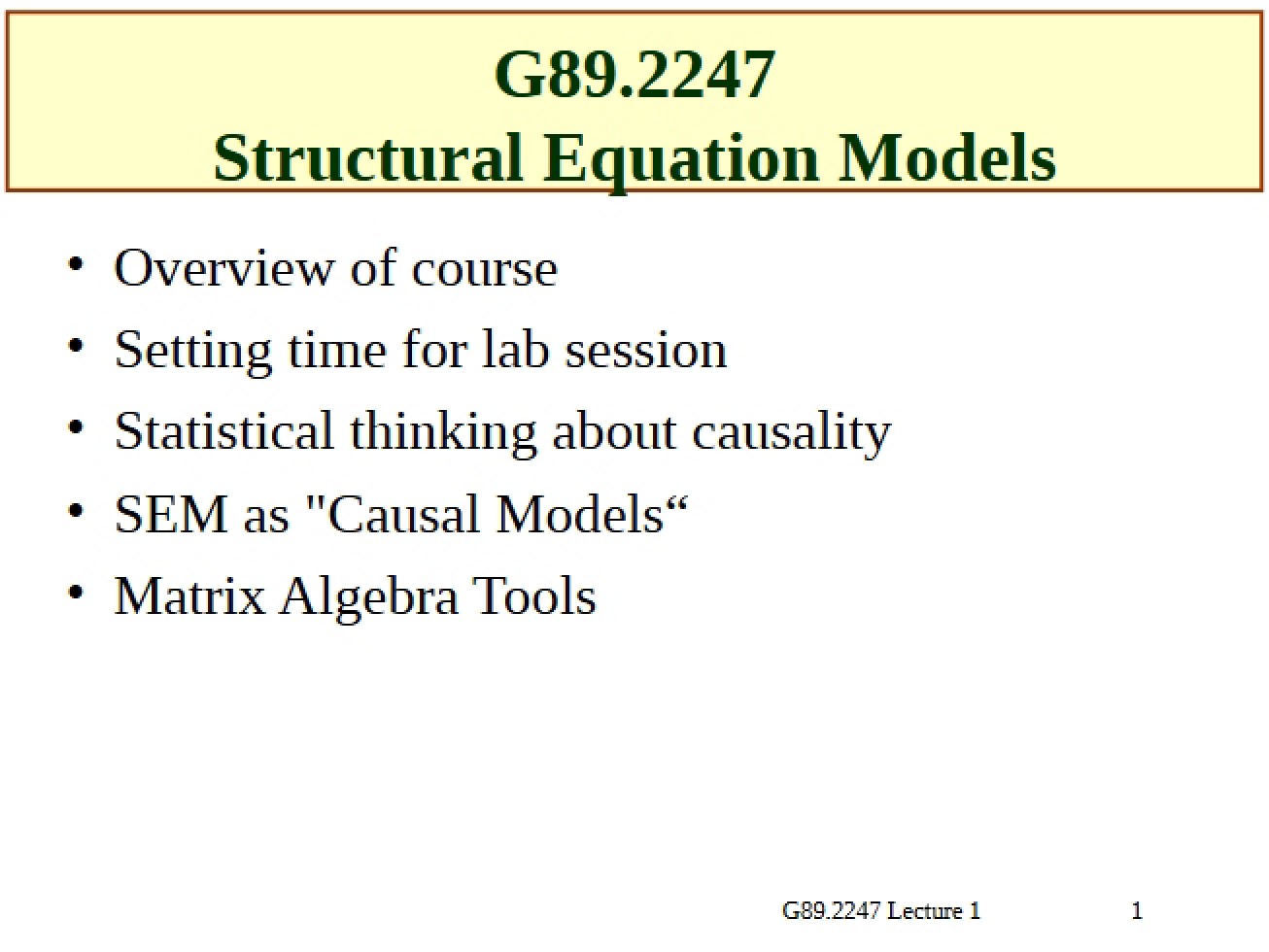 Models of Structural Equations