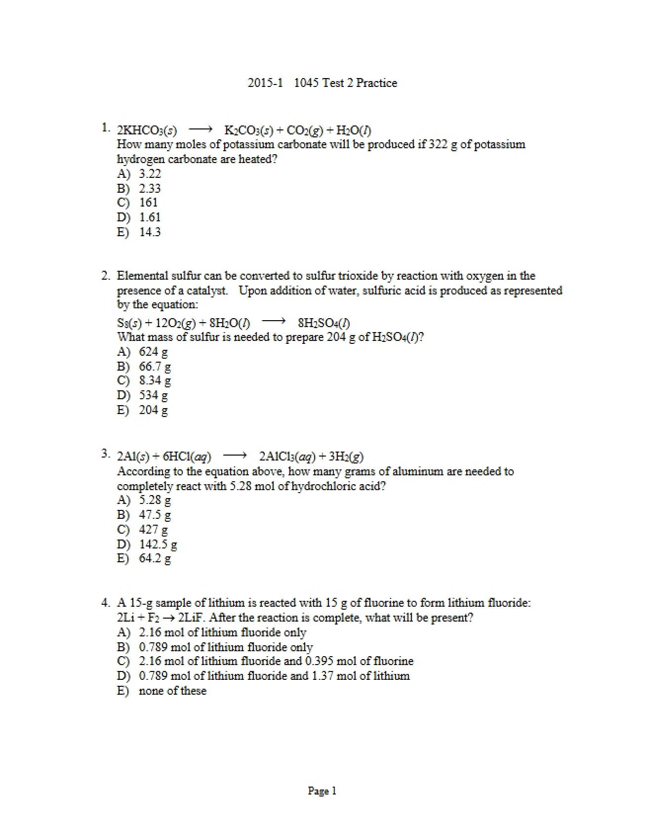 Practice Exam for Test 2