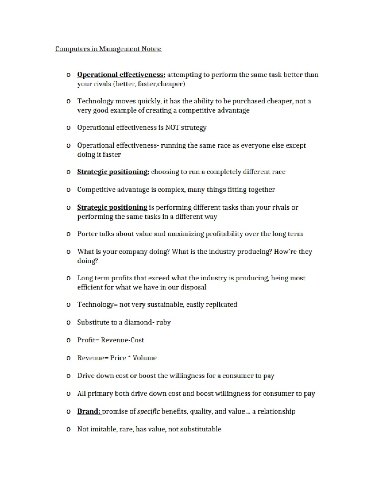 Comprehensive Notes on Computers in Management