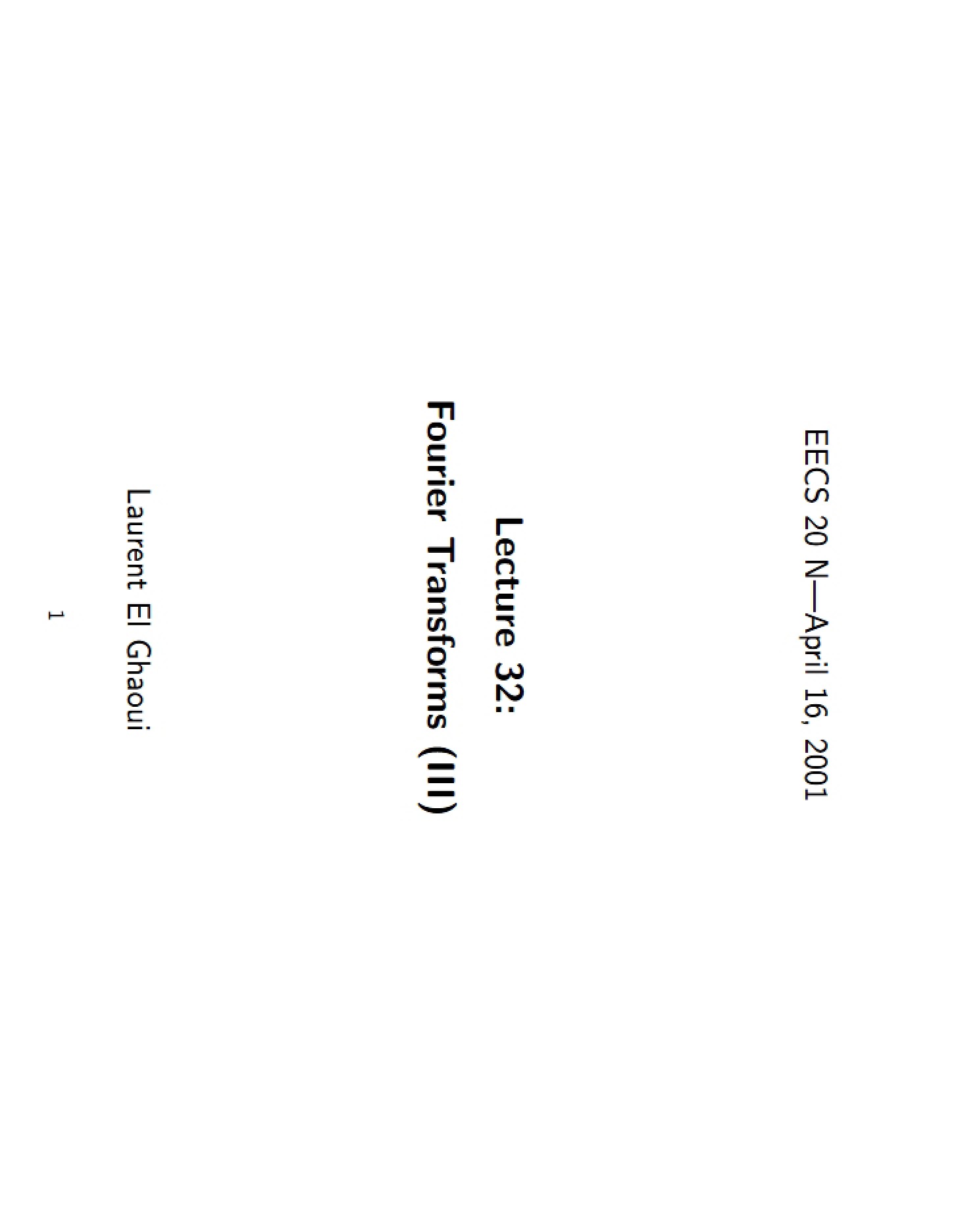 Fourier Transforms (Lecture 32)