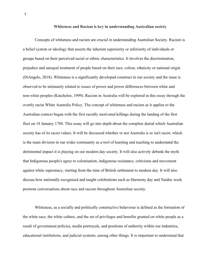 Whiteness and Racism as Keys to Understanding Australian Society