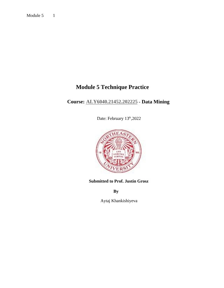 Module 5 - Data Mining Technique Practice