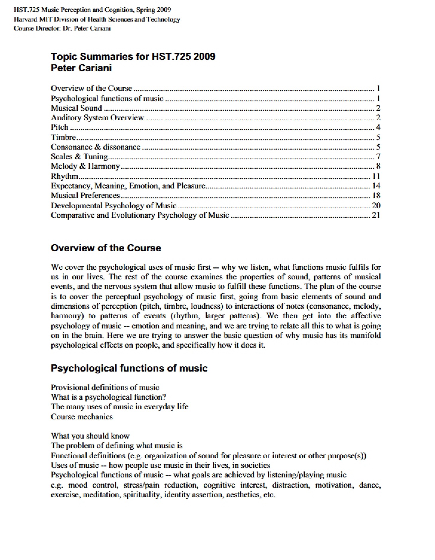Course Instruction Notes