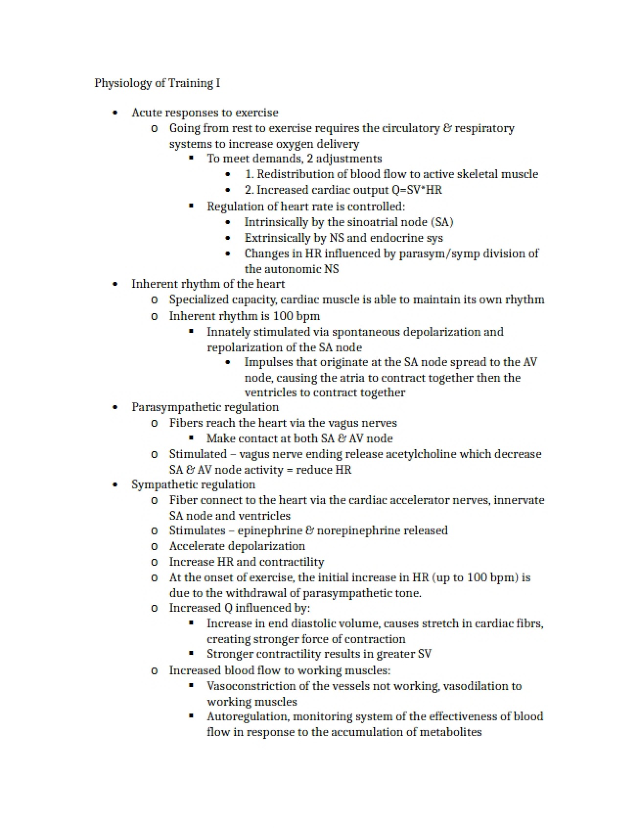 Training Physiology Part I