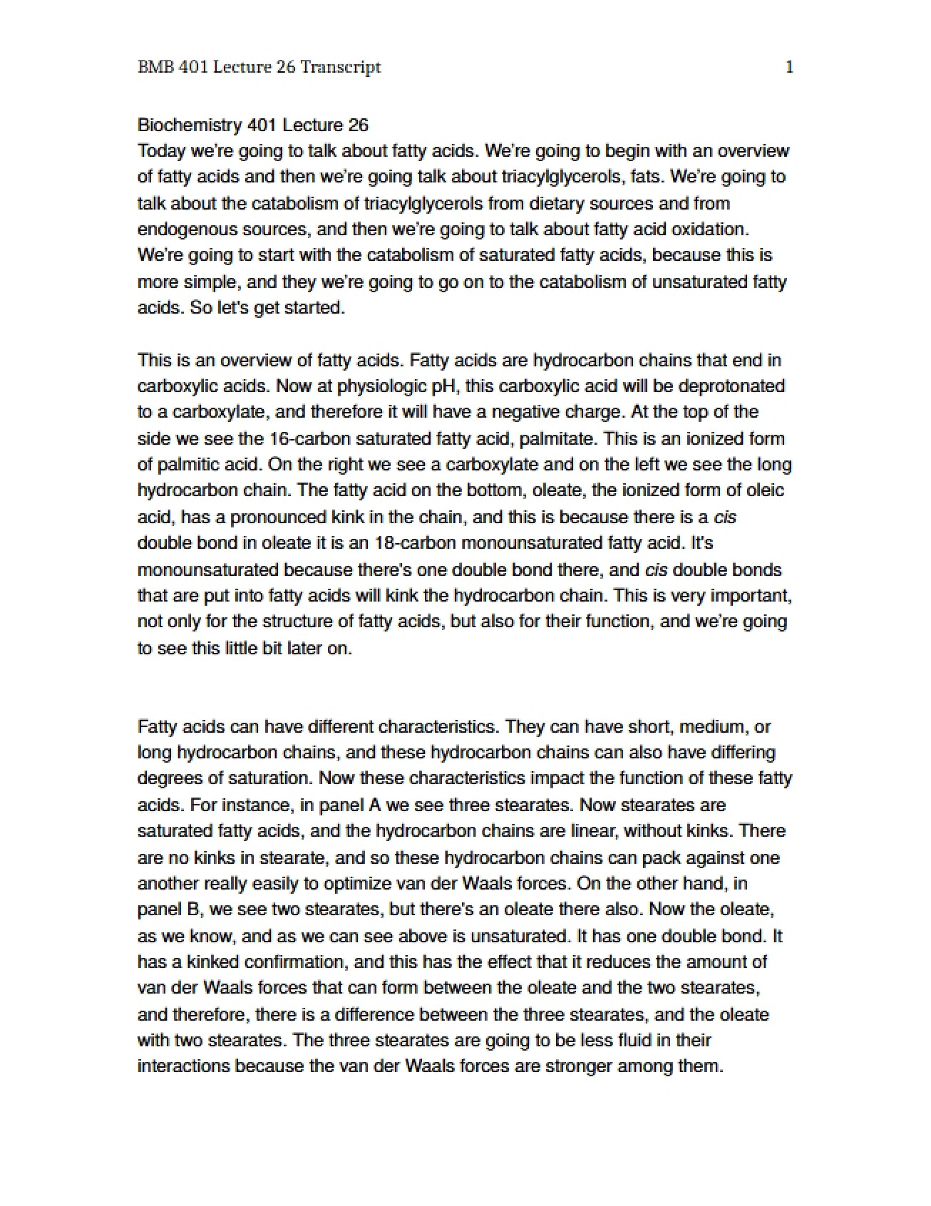Transcript for Lecture Twenty-Six