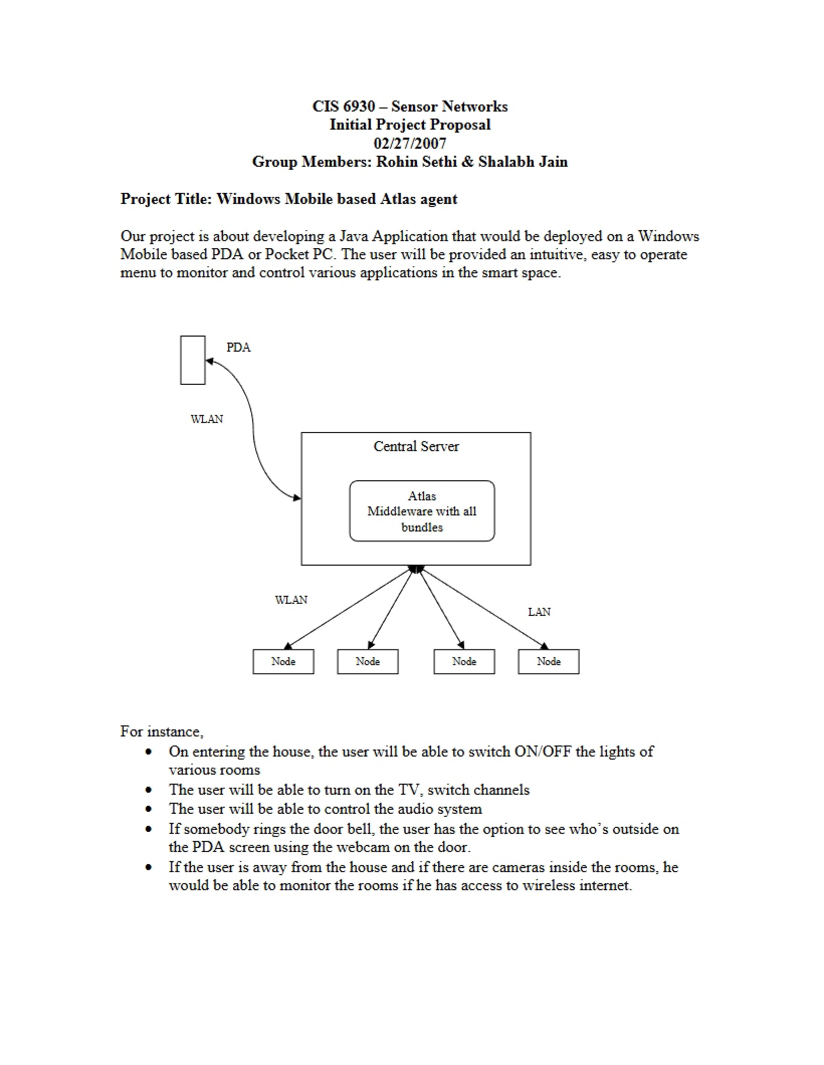 Proposal for Initial Project