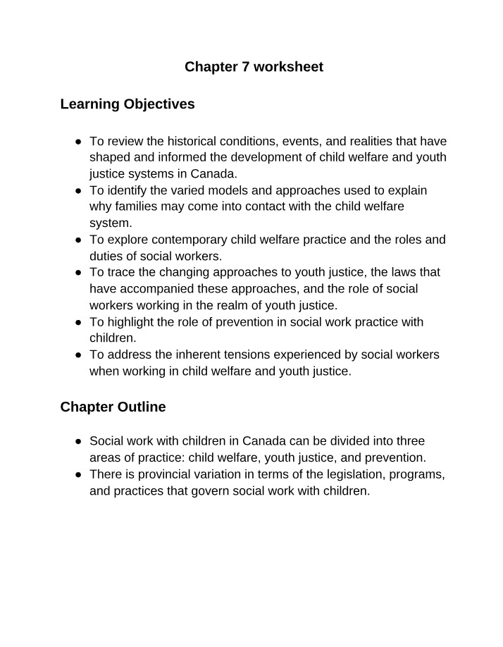 Worksheet for Chapter 7