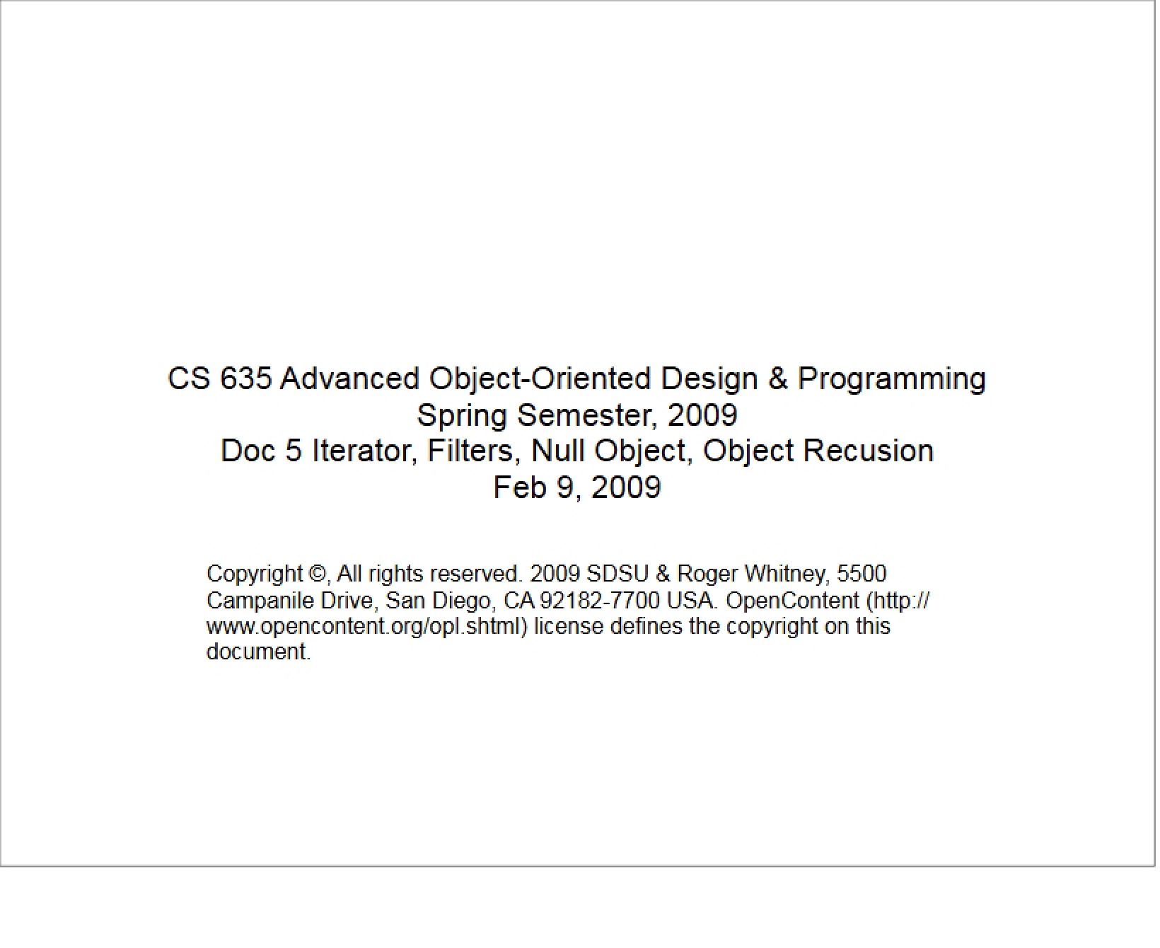 Object Recursion, Null Object, Filters, and Iterator