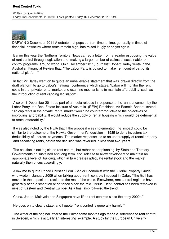 Toxic Rent Control