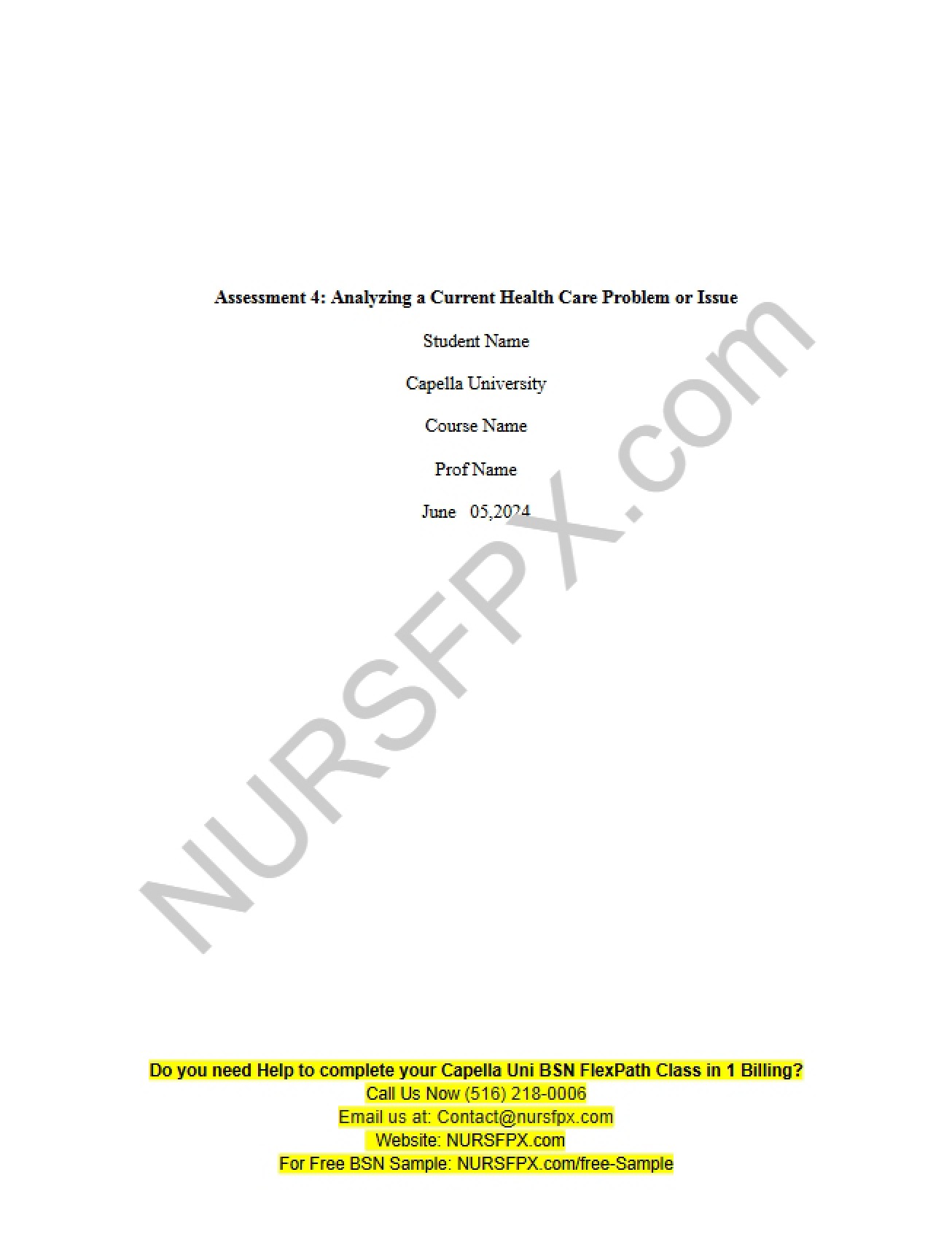 Analysis of Current Health Care Issues Assessment 4