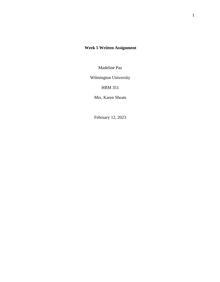 Written Assignment - Week 5