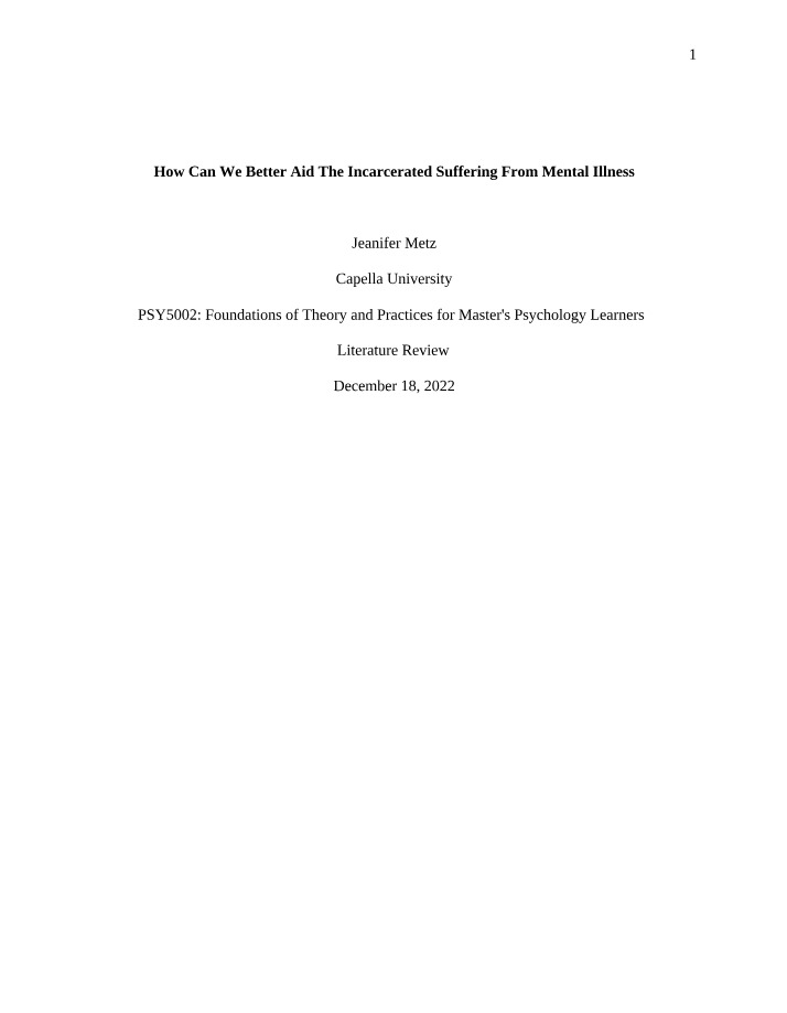 Improving Mental Healthcare for Incarcerated Individuals
