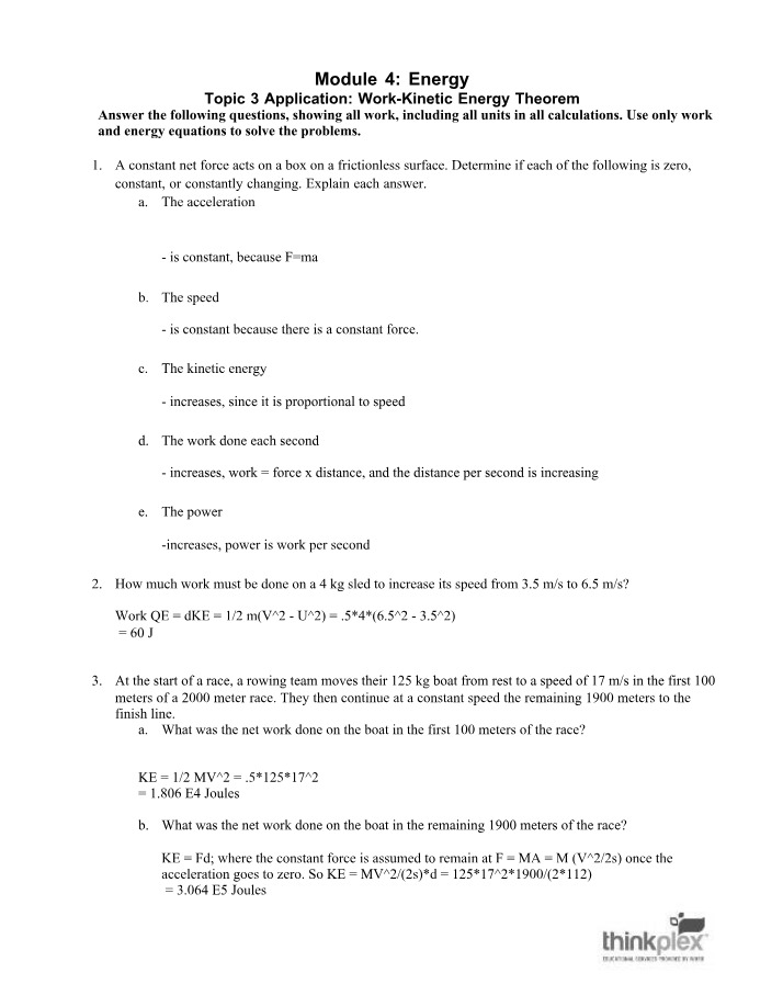 Work-Kinetic Energy Theorem - Calculations and Applications