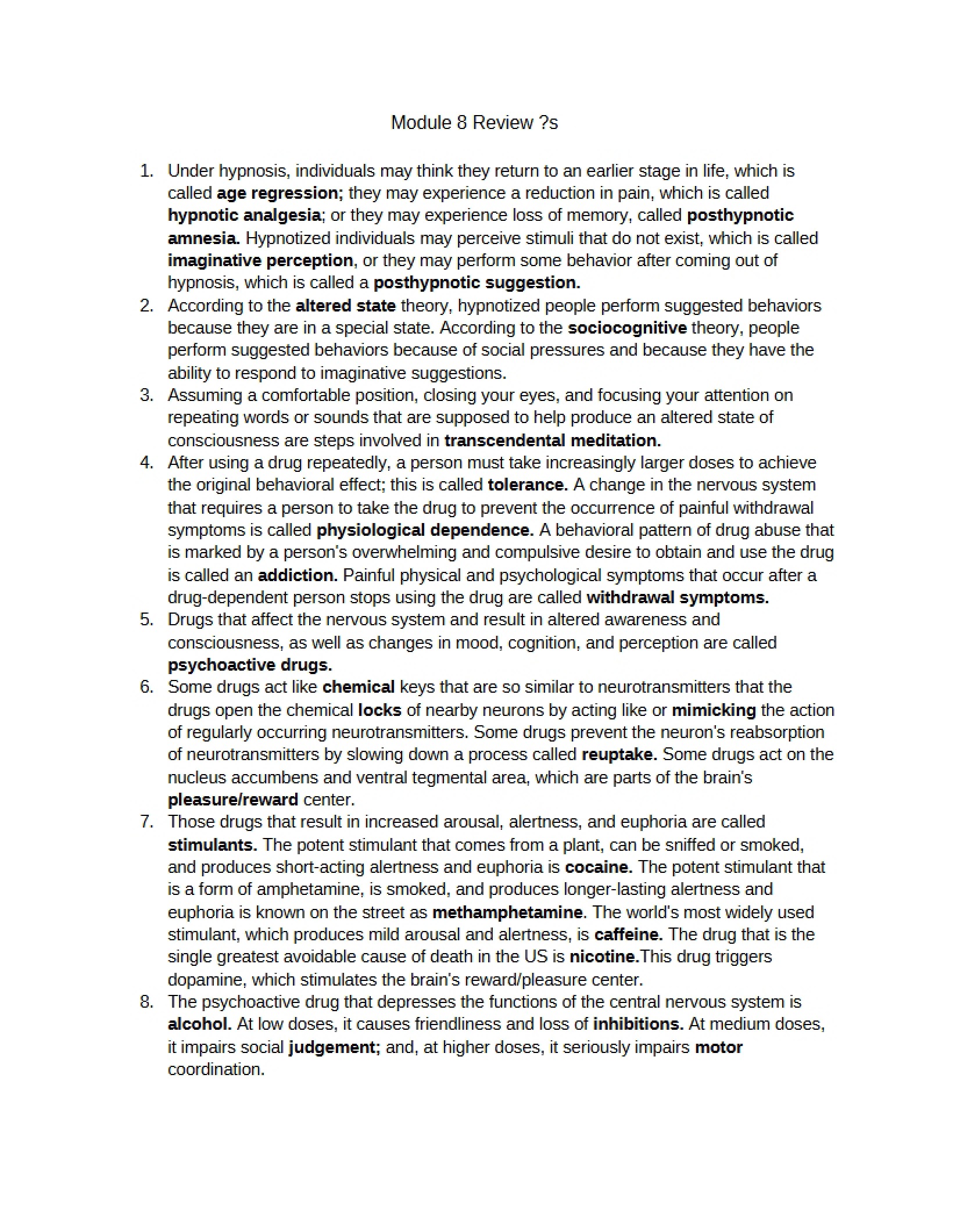 Review of Module 8