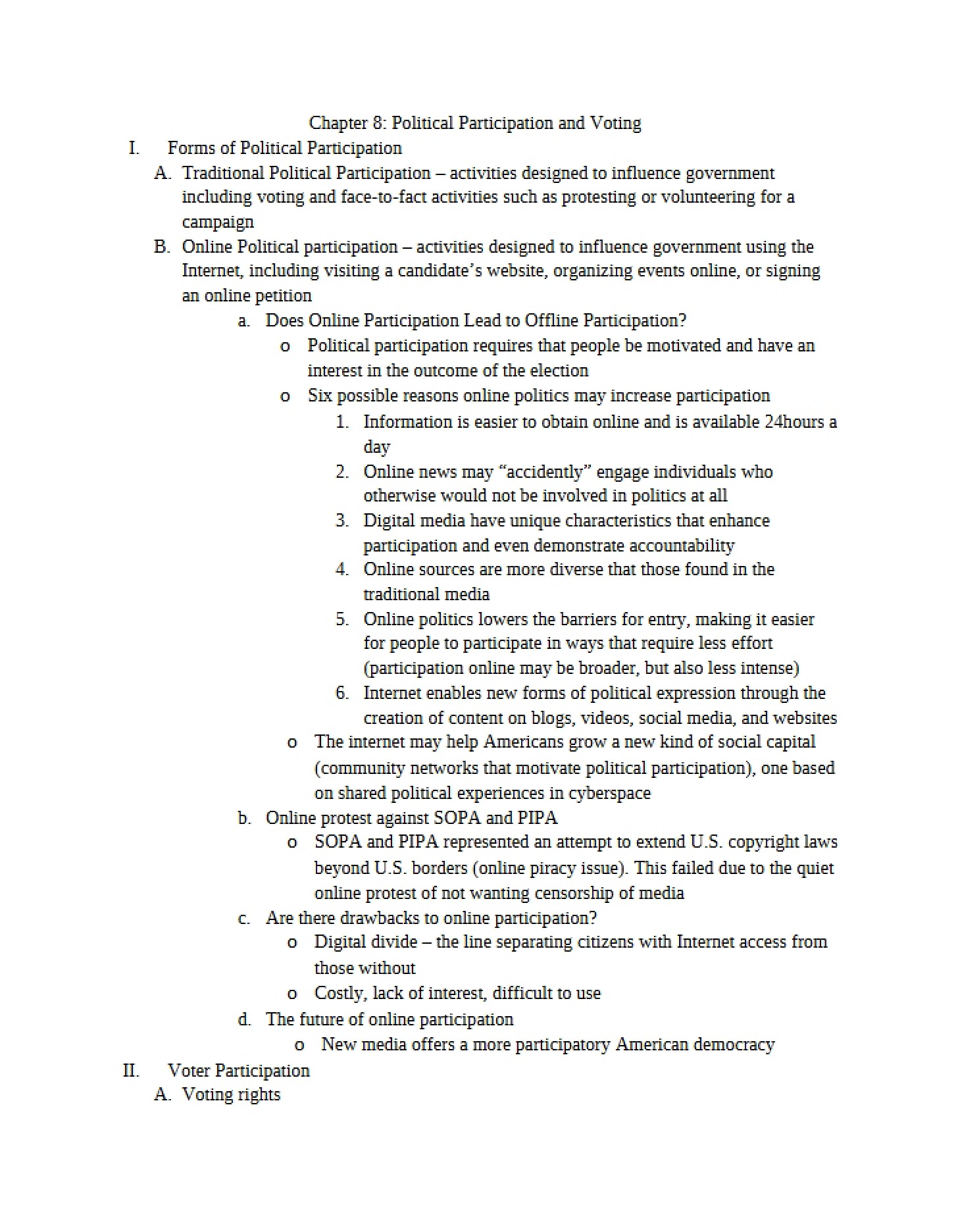Voting and Political Participation (Chapter 8)