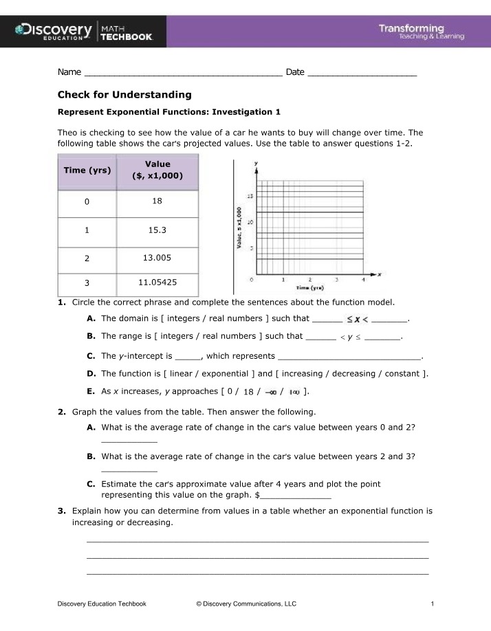 Exponential Functions Investigation 1