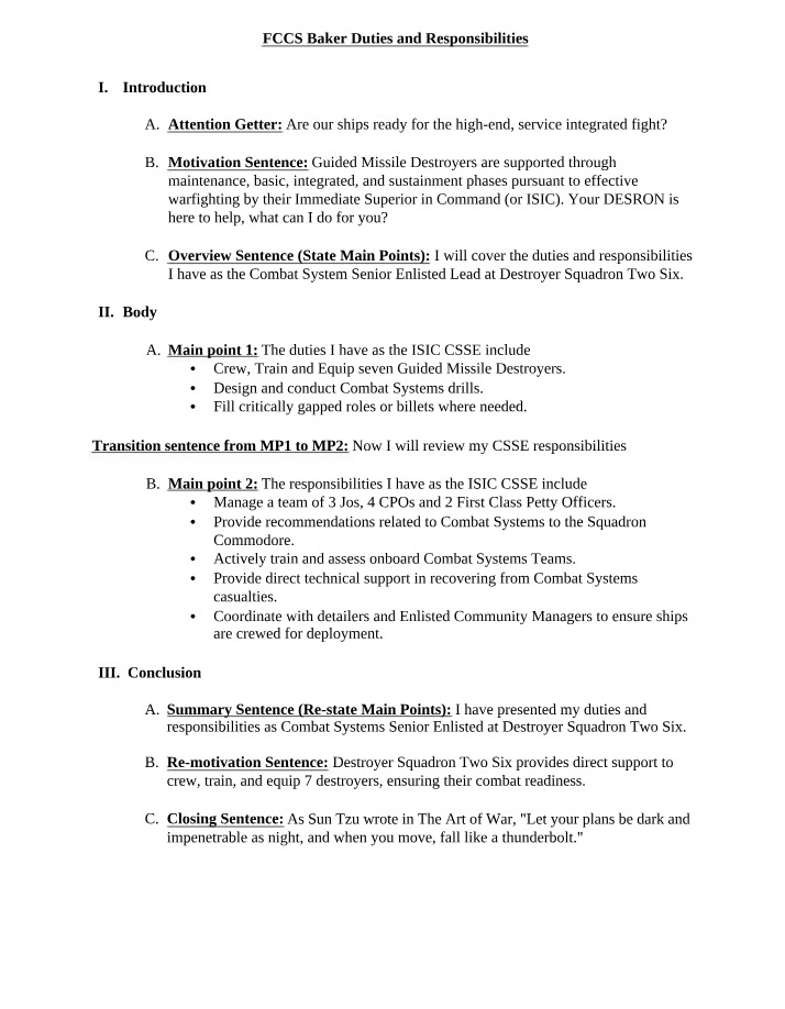 Baker Duties and Responsibilities - FCCS