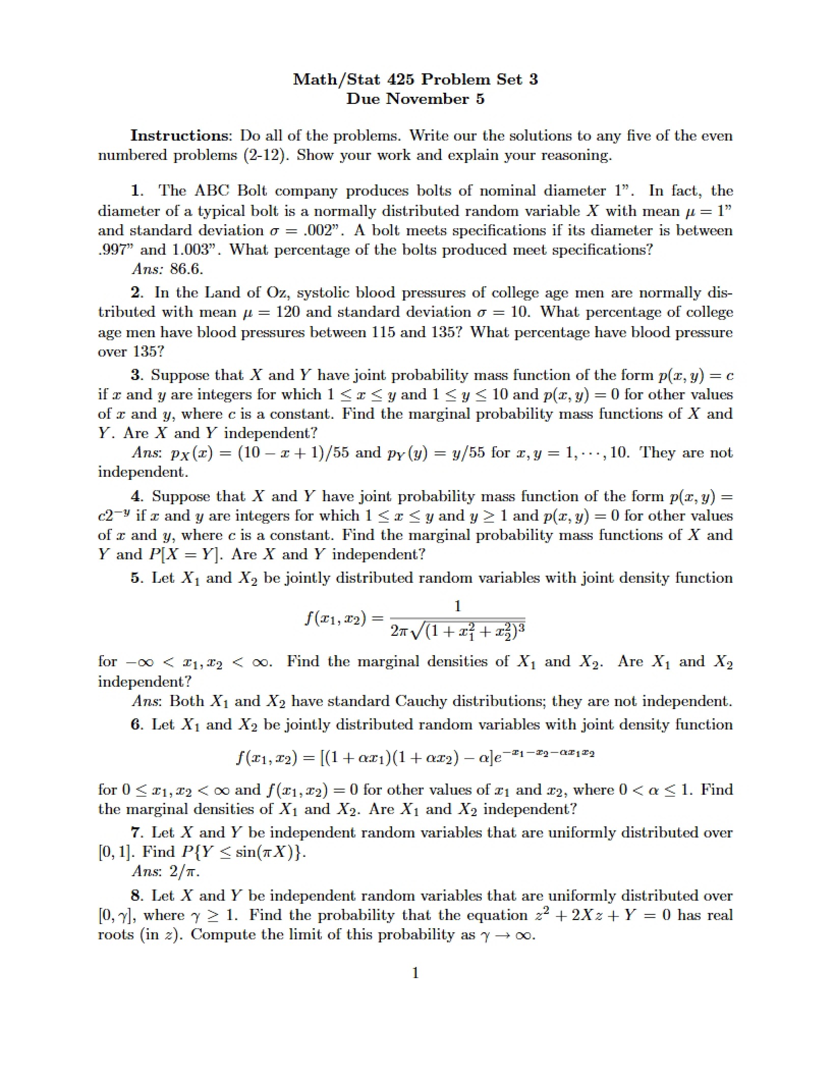 Third Problem Set