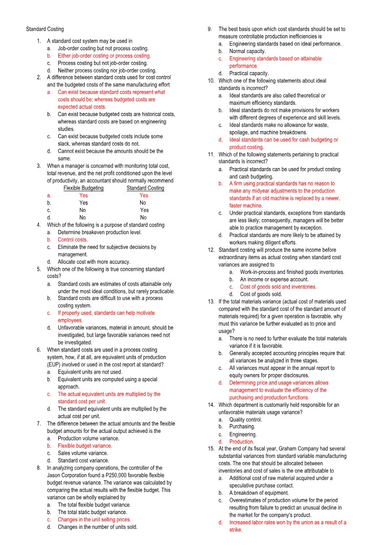 Standard Costing - Controlling Costs and Improving Efficiency