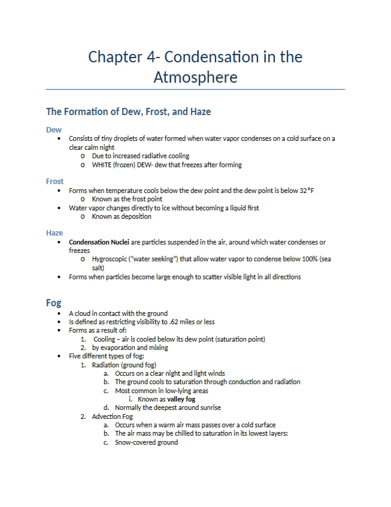 Atmospheric Condensation Chapter Four