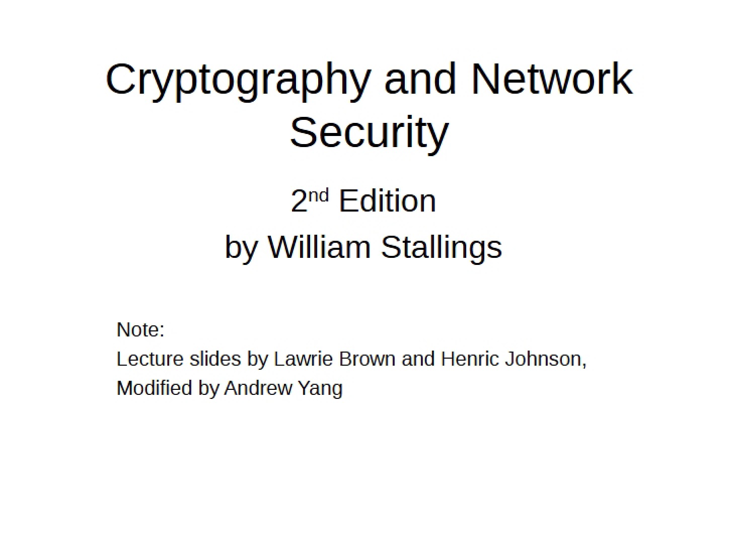 Network Security and Cryptography
